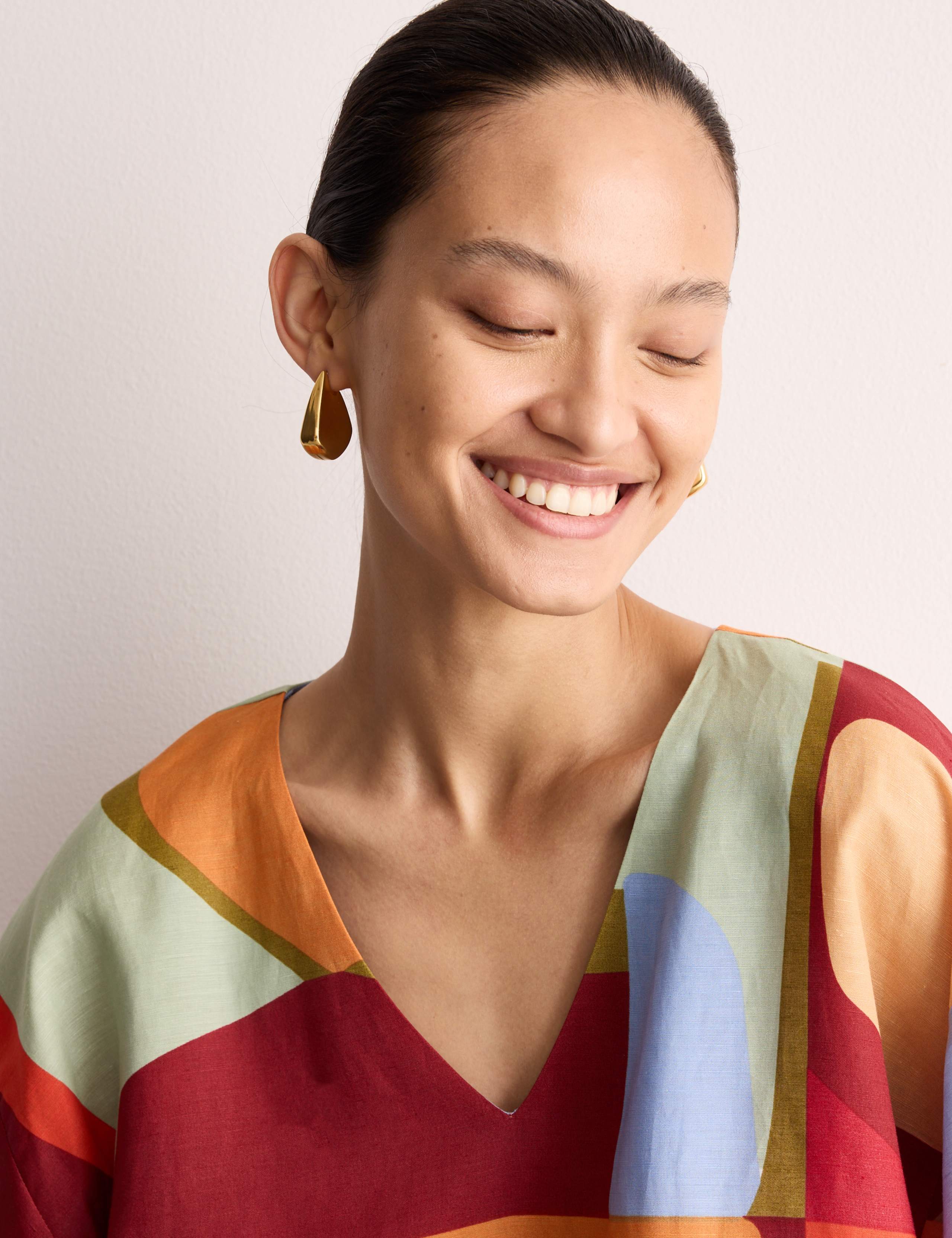 Linen Rich Colour Block Maxi Shift Dress 5 of 7