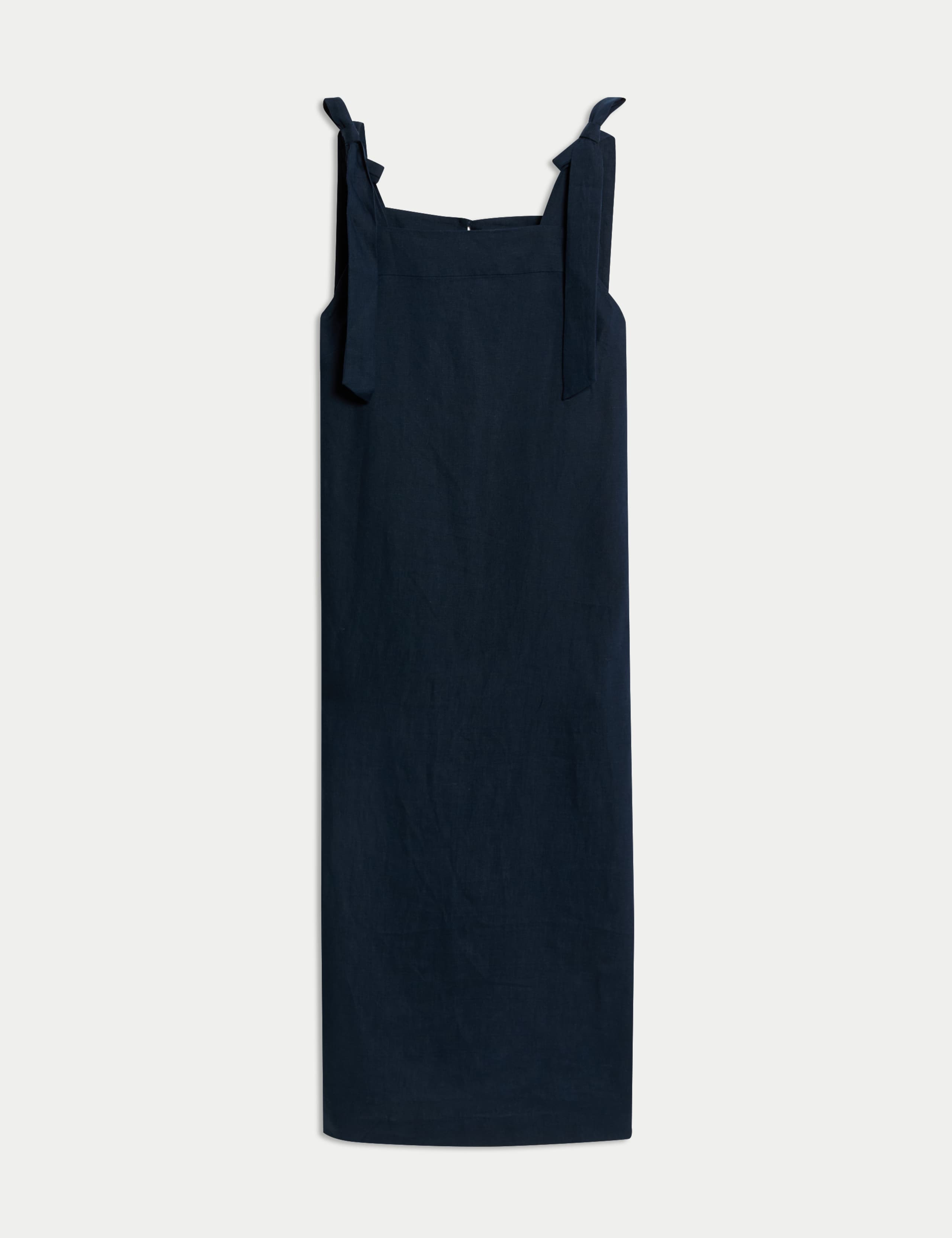 Pure Linen Square Neck Tie Strap Midi Slip Dress 2 of 6