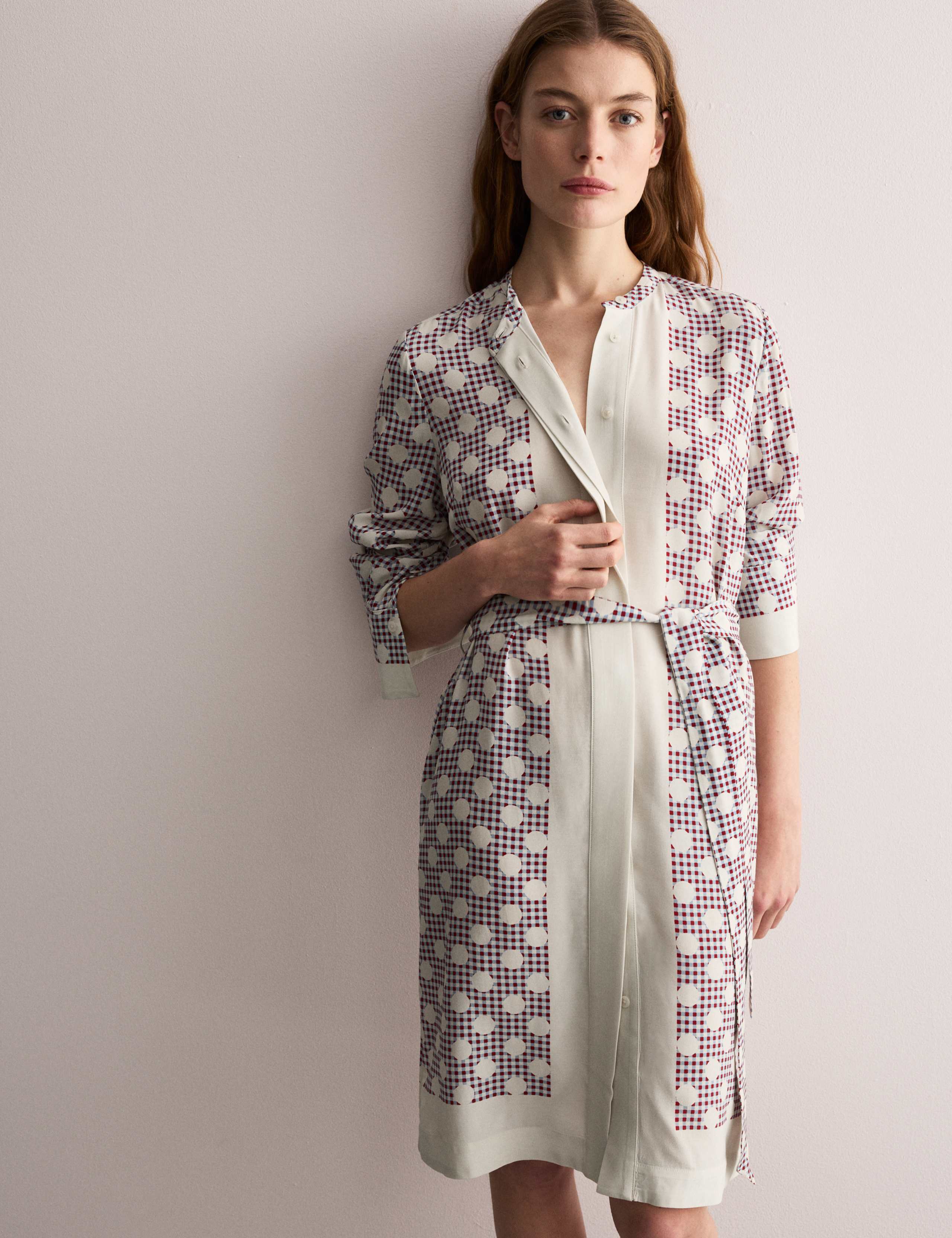 Gingham Spot Belted Mini Shirt Dress 3 of 7