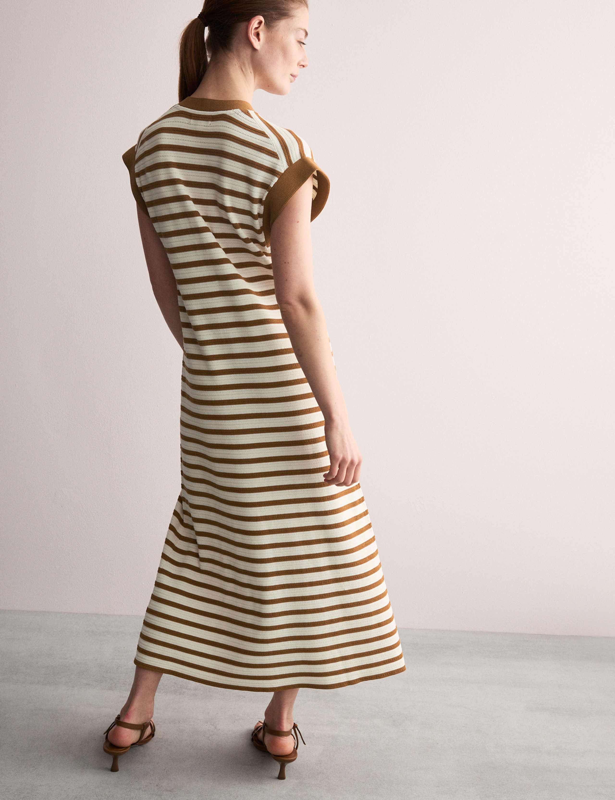 Cotton Blend Knitted Striped Midi Dress 4 of 6