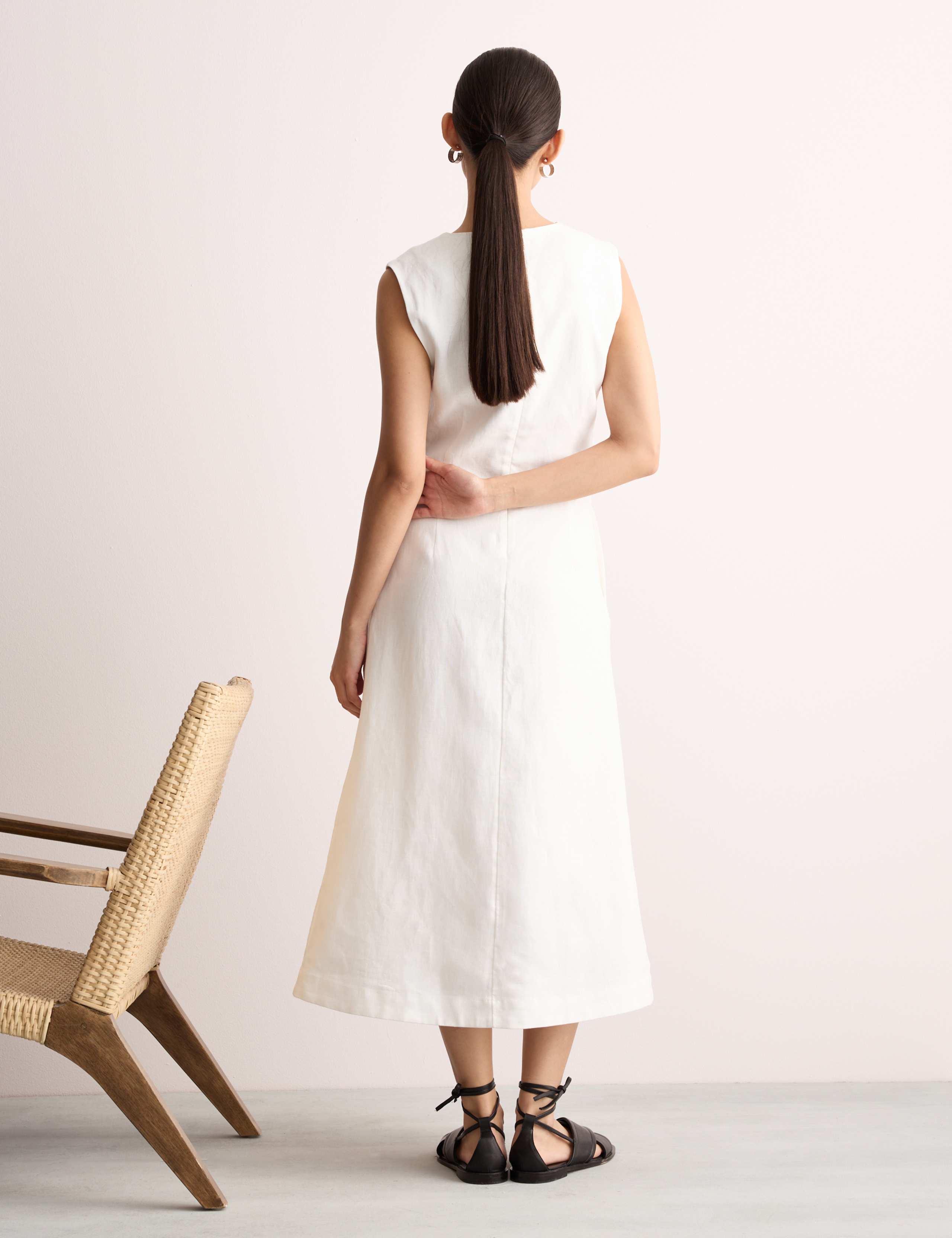 Pure Linen Fit and Flare Dress 3 of 6