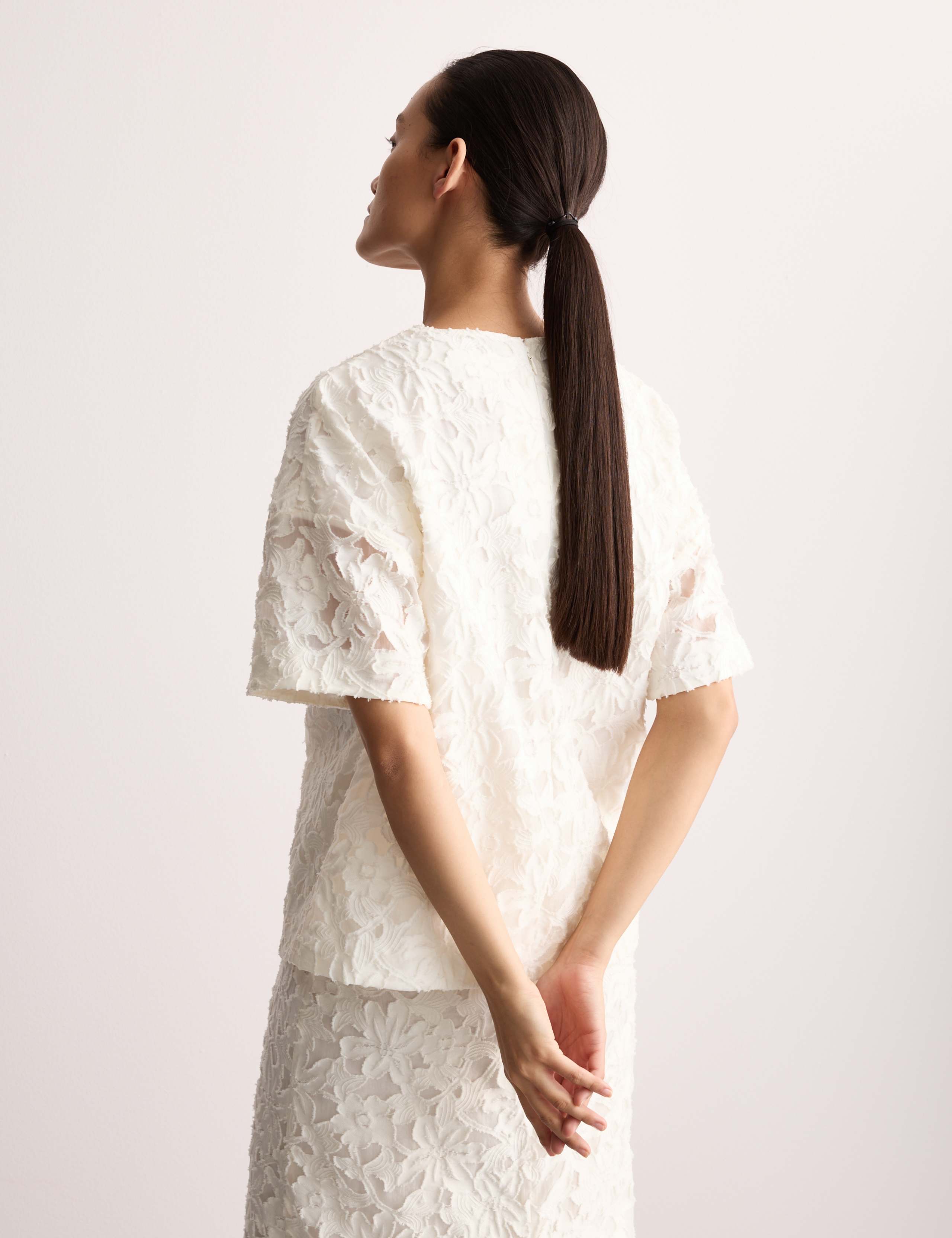 Cotton Rich Jacquard T-Shirt Co-ord 3 of 7