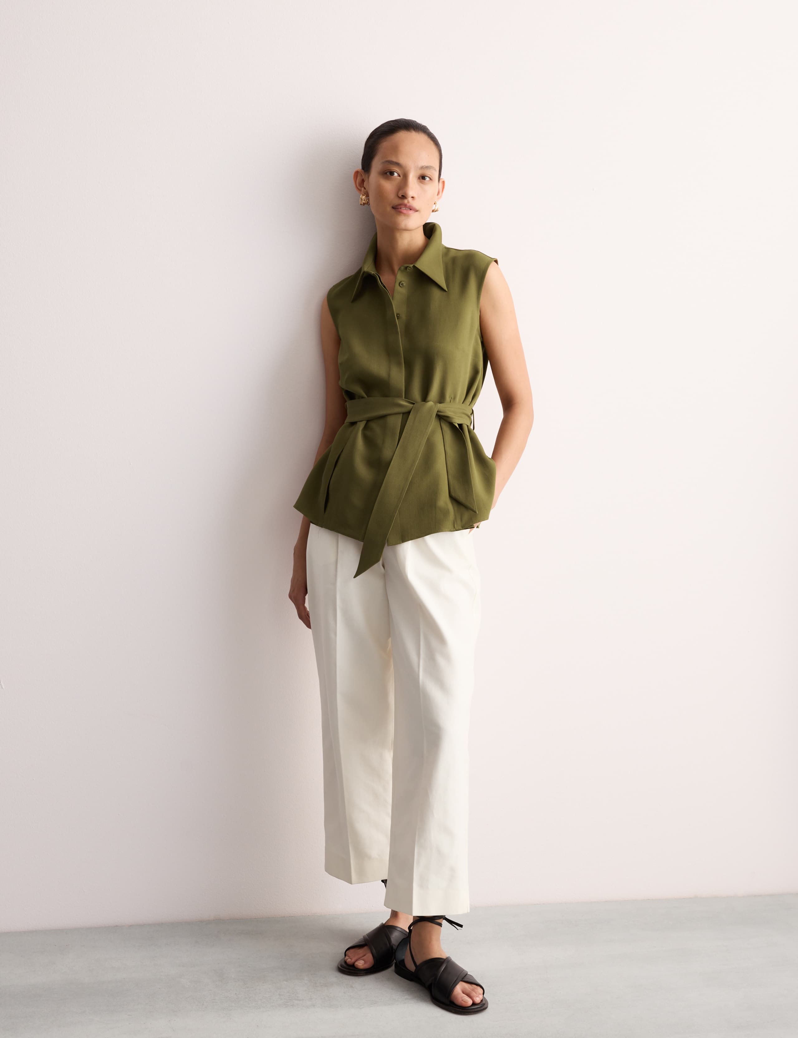 Godet Herringbone Sleeveless  Shirt 2 of 2