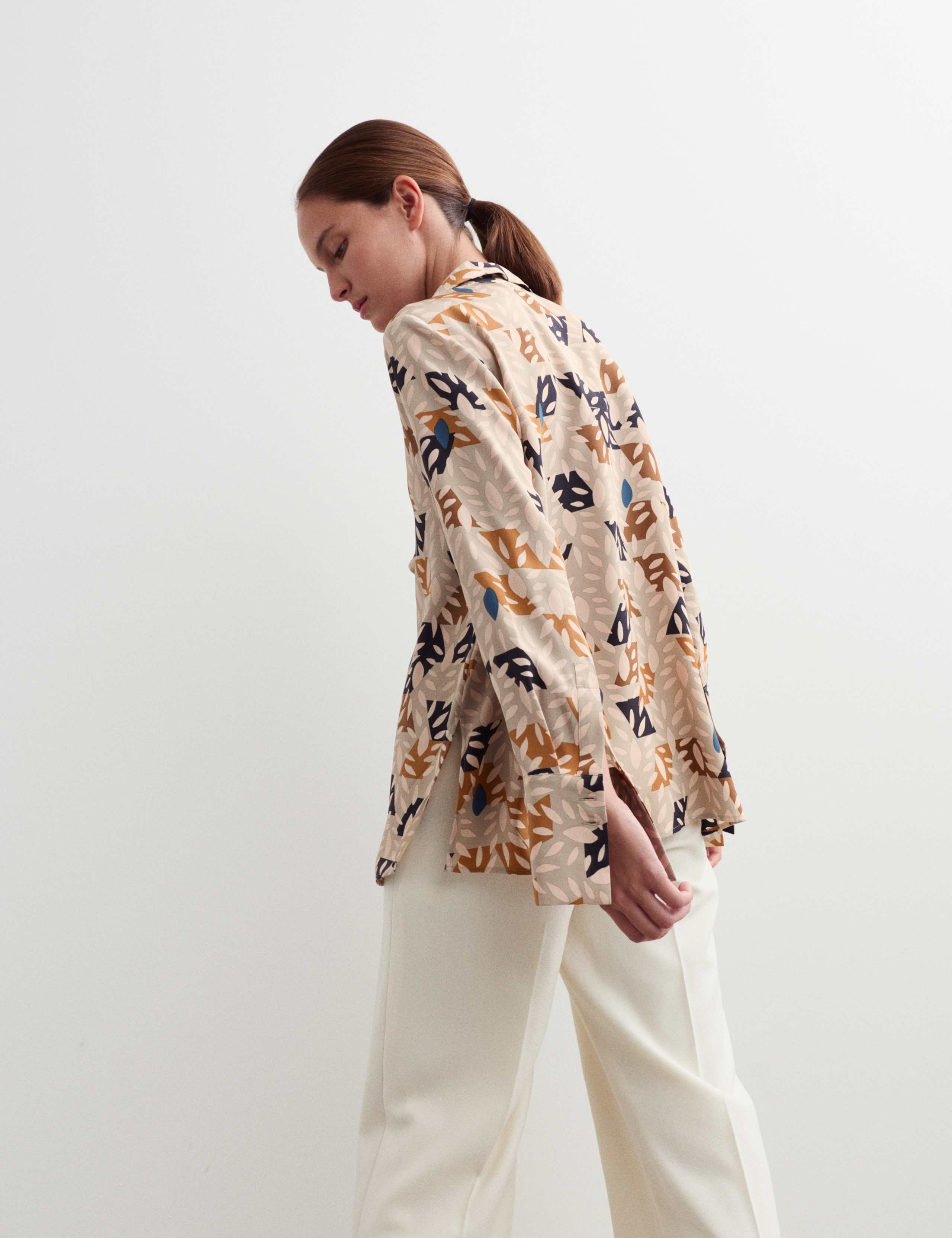 Pure Silk Leaf Print Ruffle Top 6 of 6