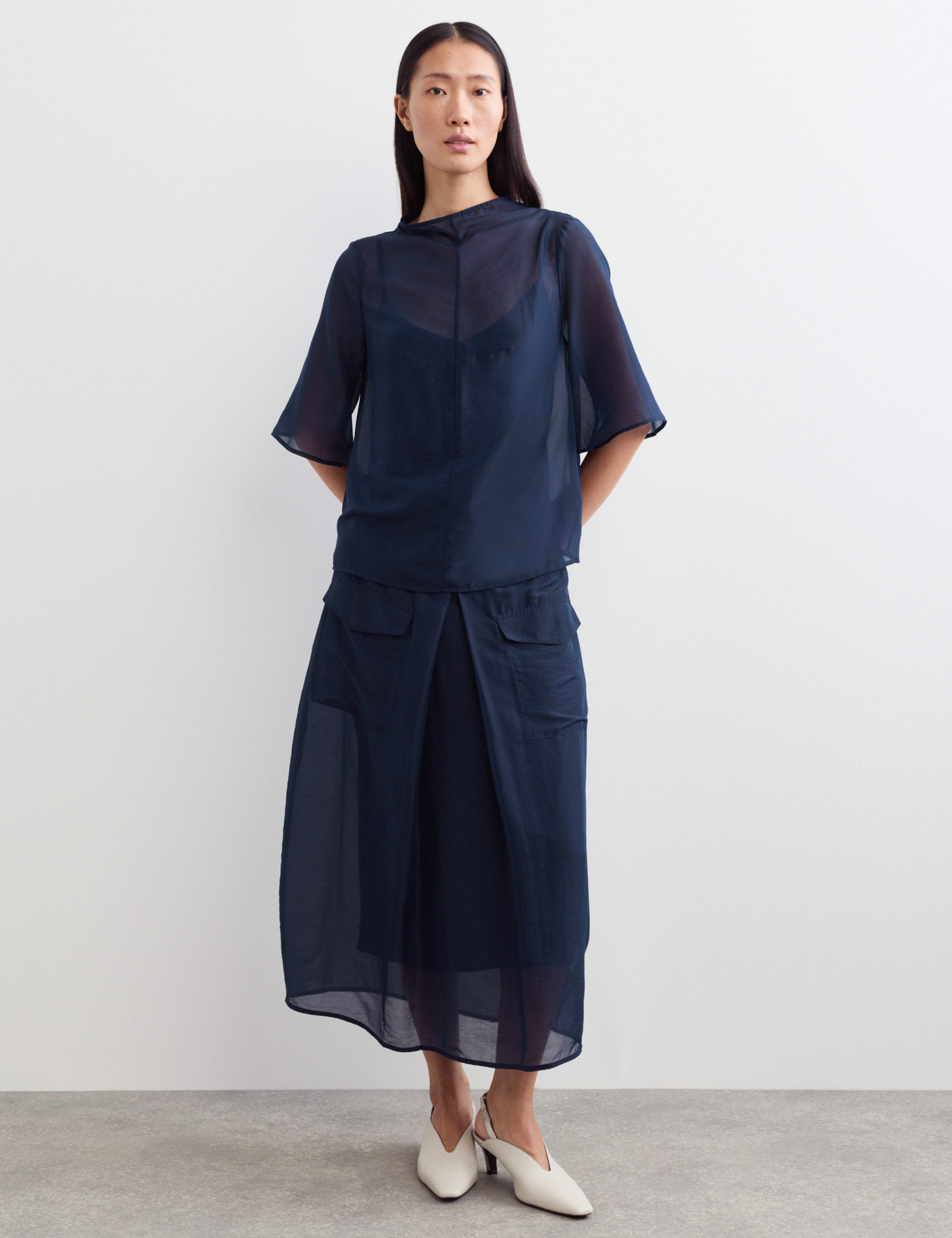 Organza Funnel Neck Top 3 of 7