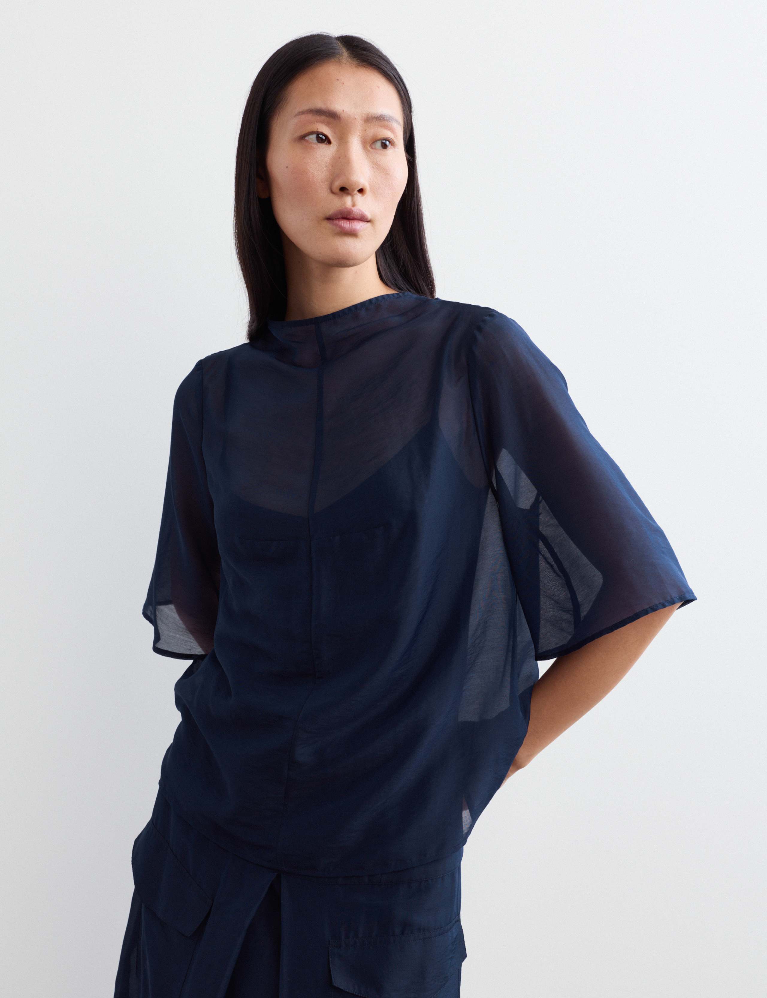 Organza Funnel Neck Top 4 of 7