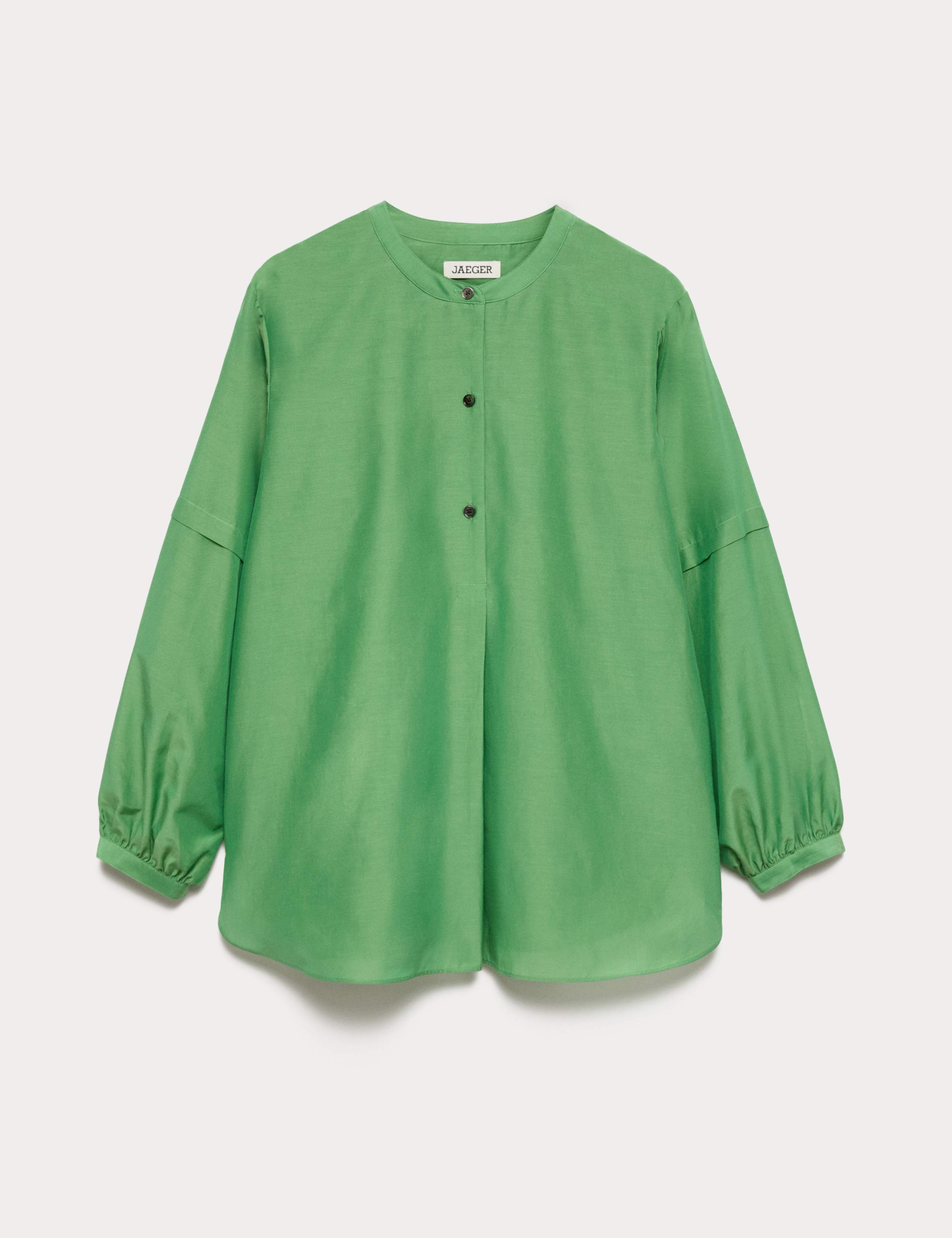 Silk Blend Collarless Shirt 1 of 1