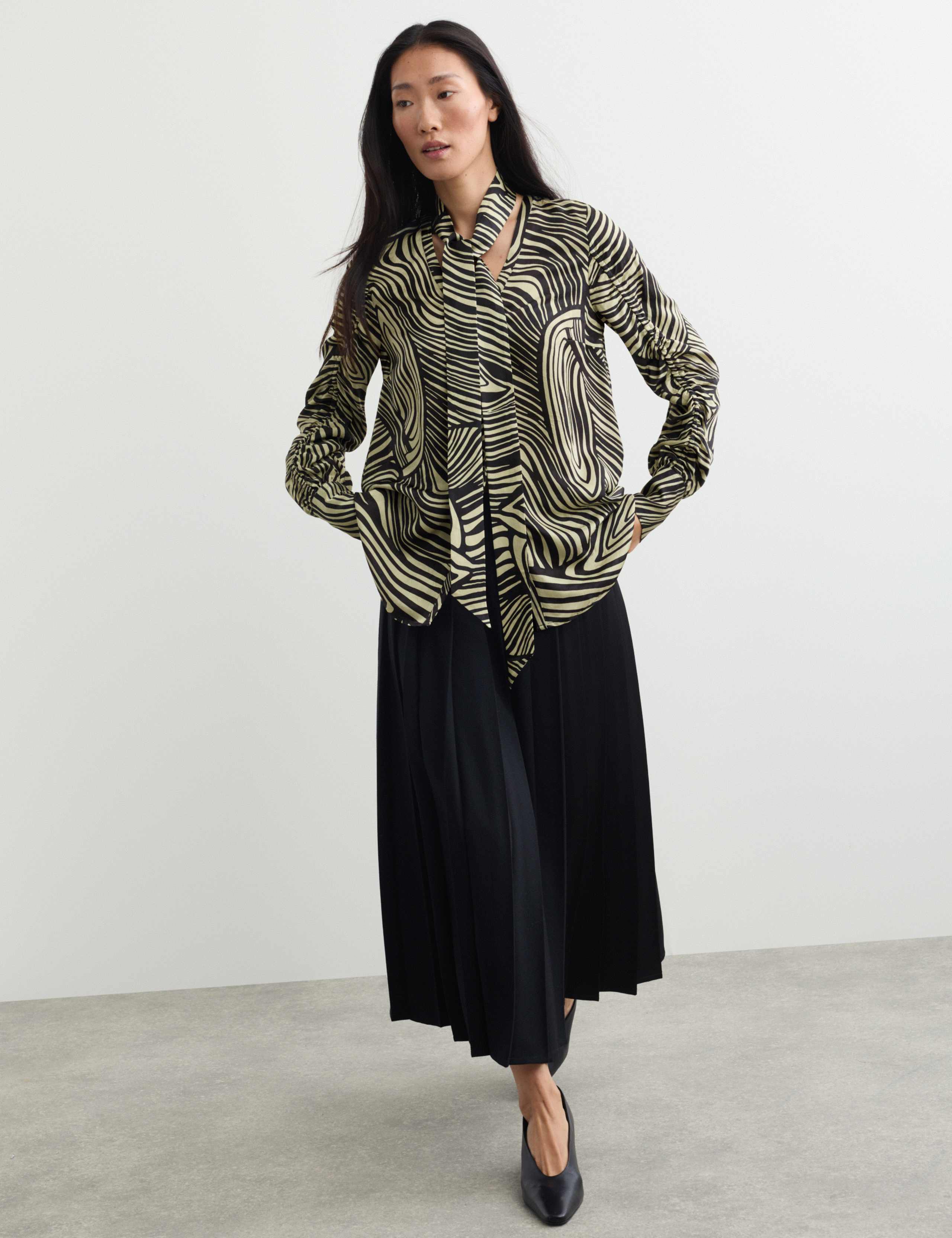 Jacquard Printed Tie Neck Blouse 1 of 7