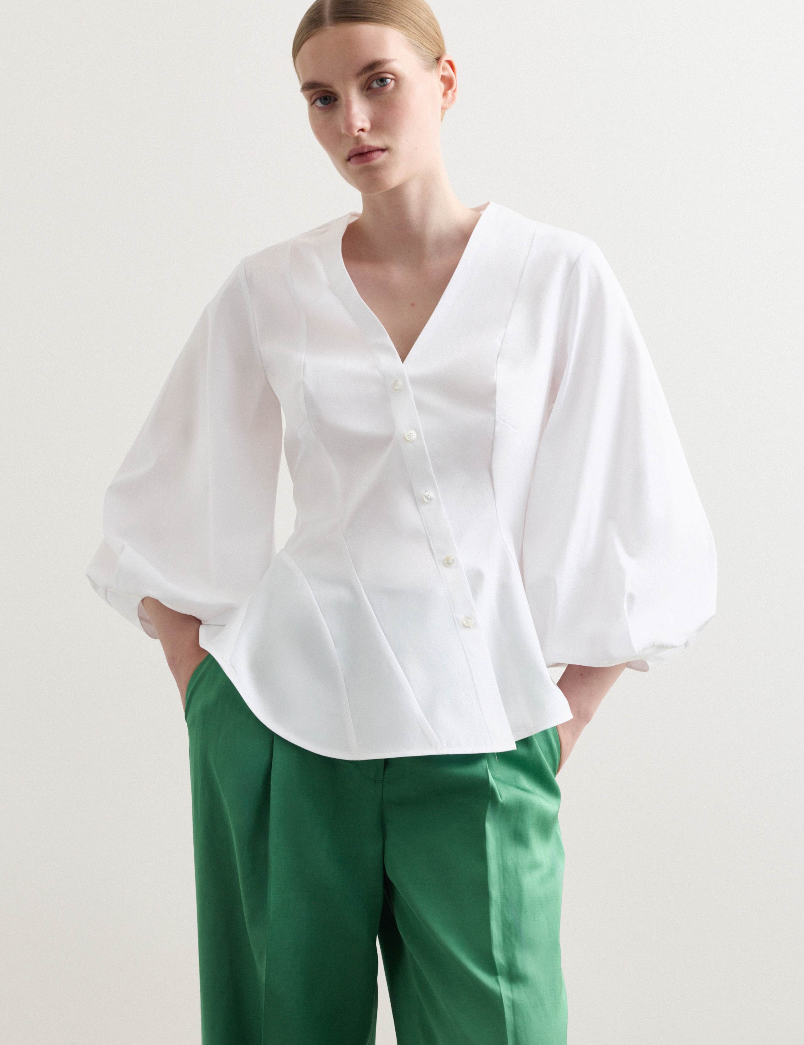 Pure Cotton V-Neck Button Through Blouse 5 of 7
