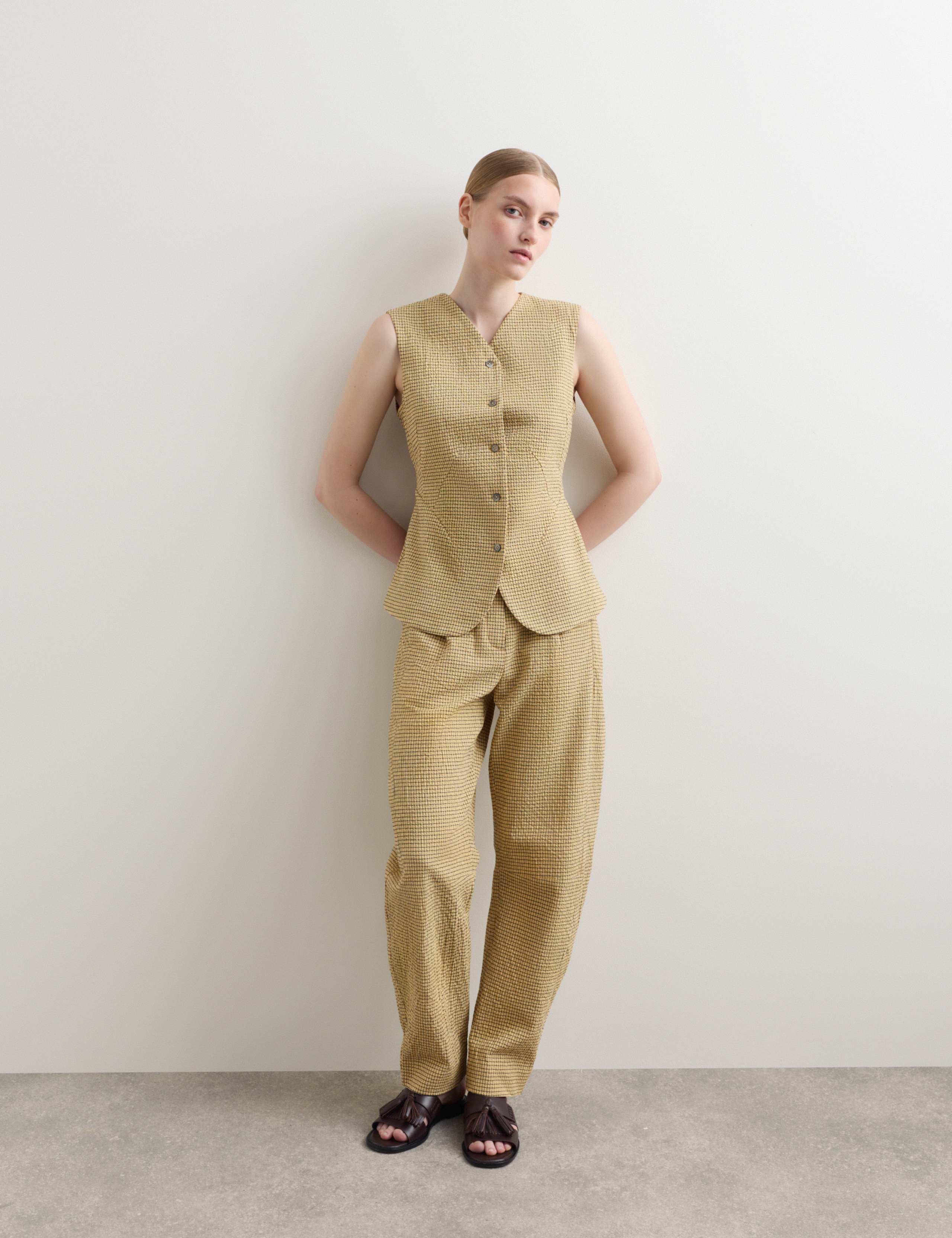 Cotton Rich Checked Seersucker Waistcoat 8 of 8