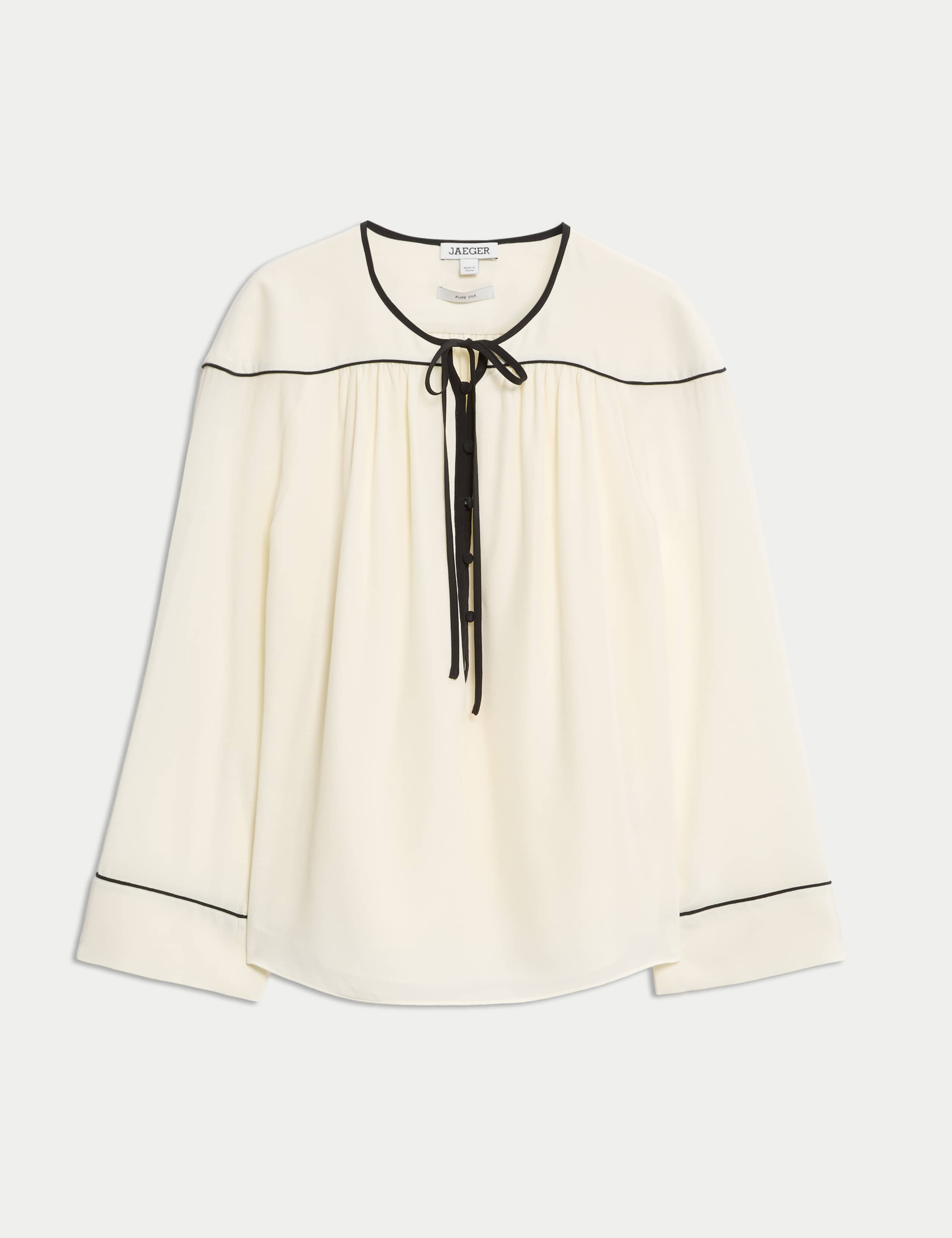 Silk Tie Neck Shoulder Detail Top 2 of 8
