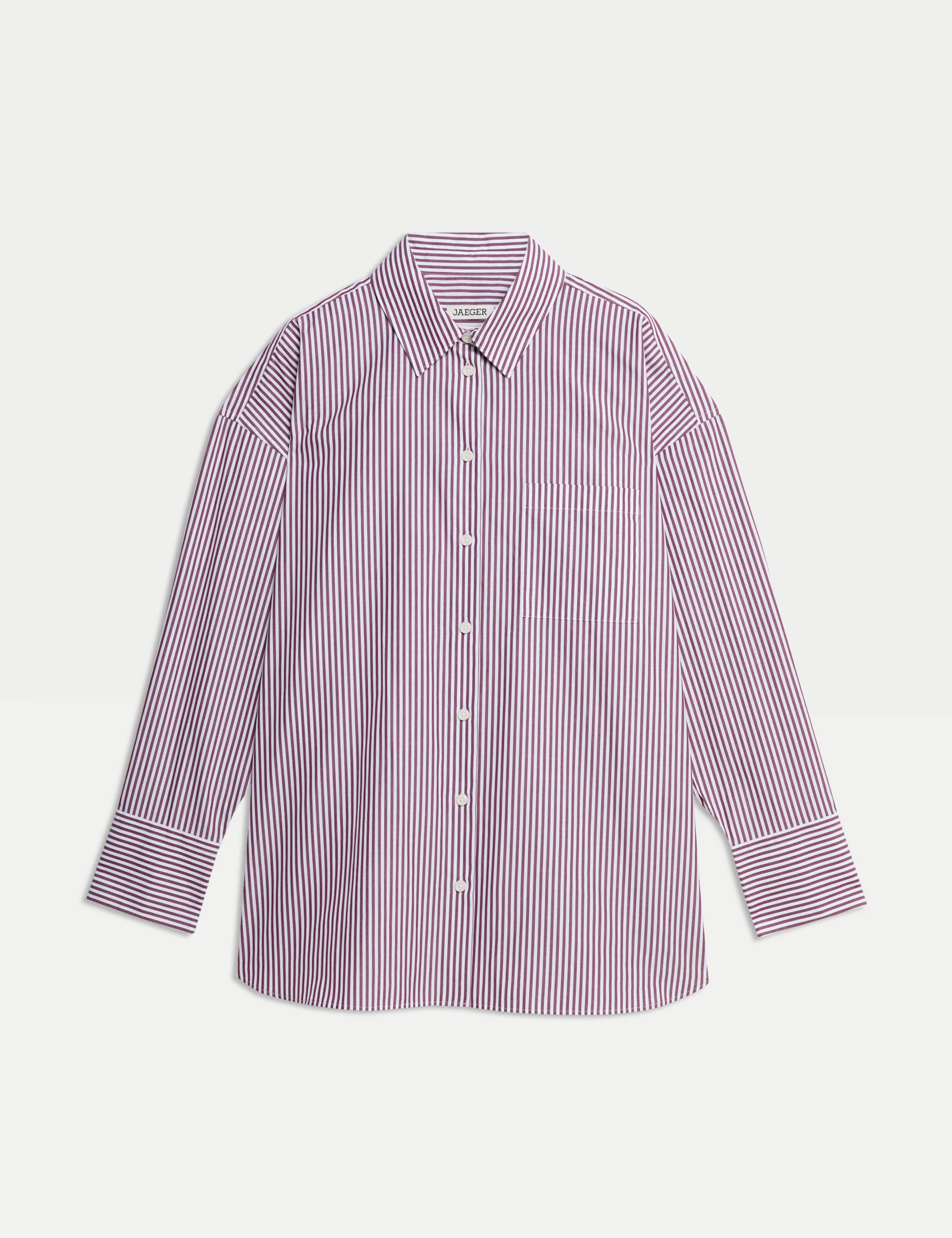 Pure Cotton Striped Collared Oversized Shirt 2 of 8