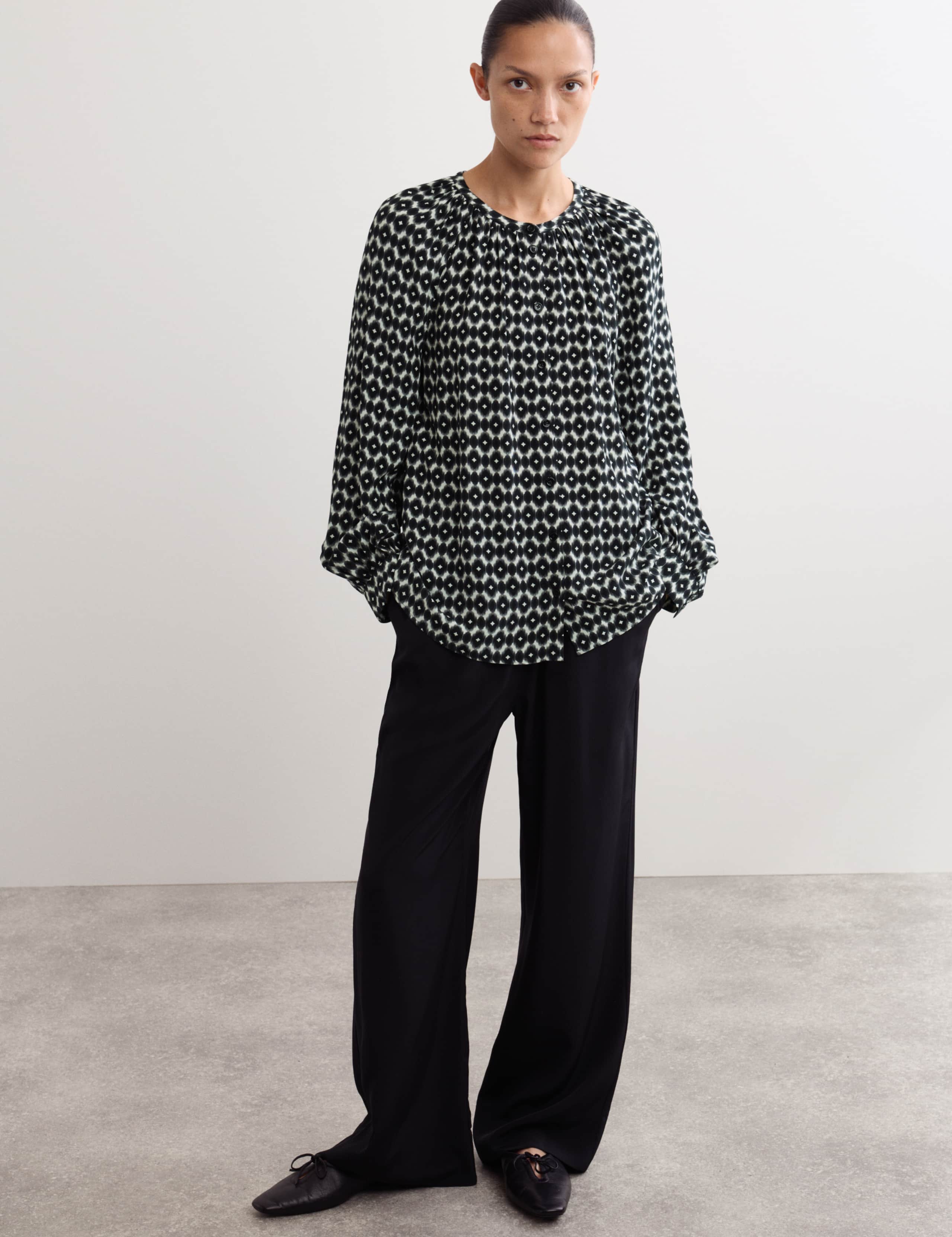 Geo Printed Button Through Blouse 1 of 7