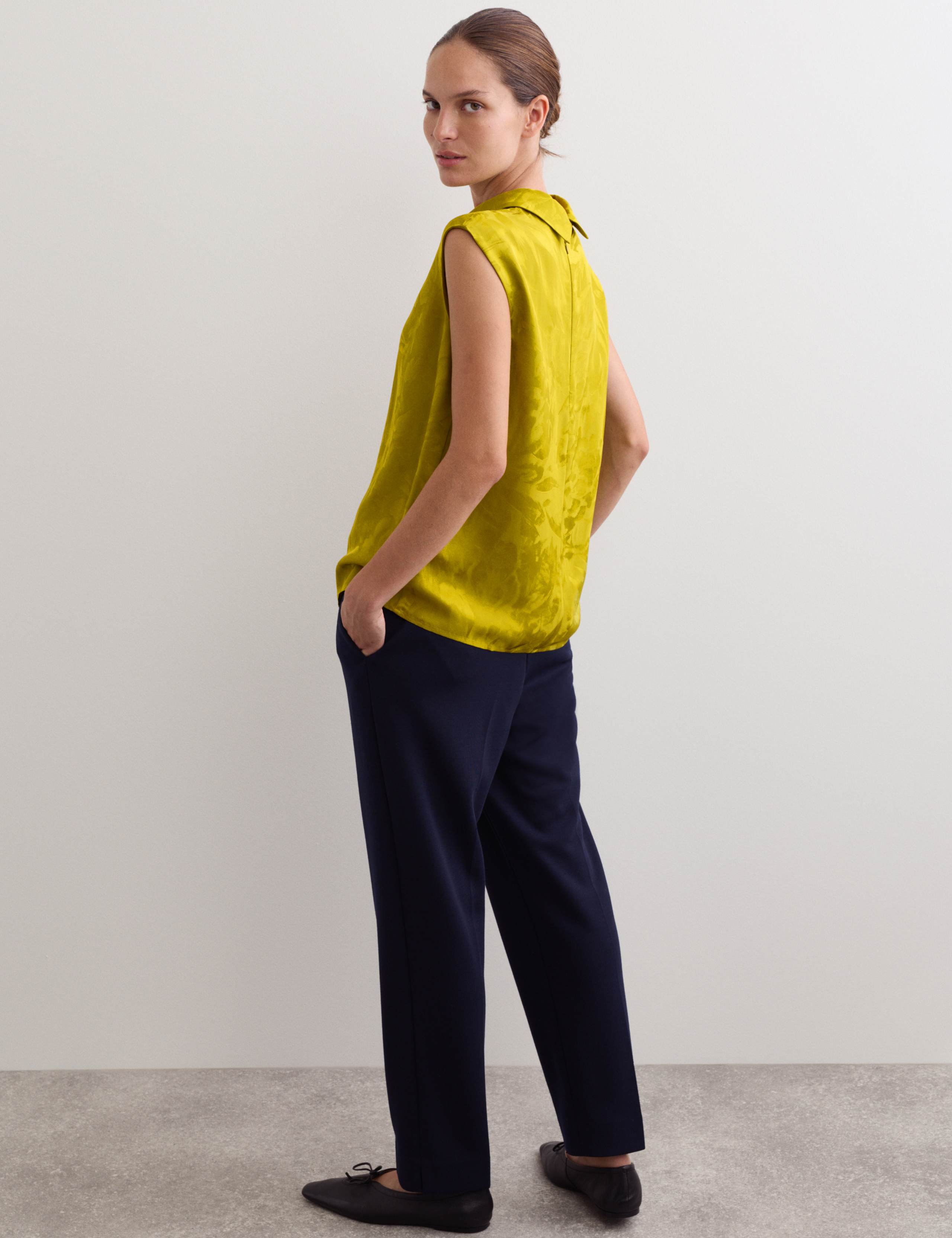 Avocado Jacquard Capped Sleeve Top Co-ord 6 of 8