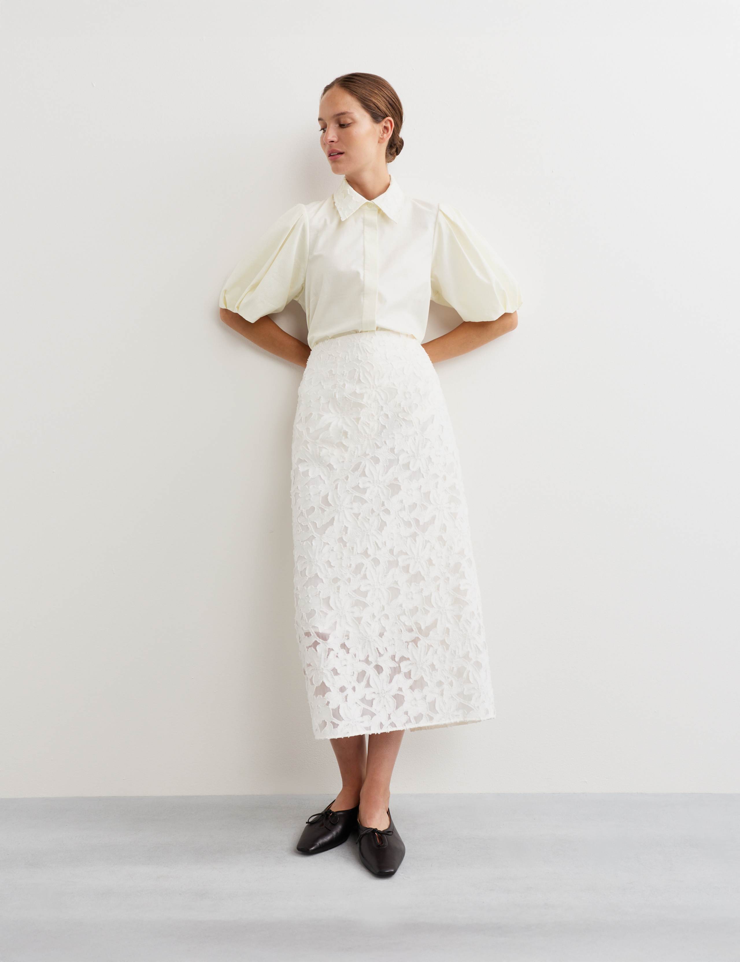 Pure Cotton Collared Textured Laced Shirt 1 of 8
