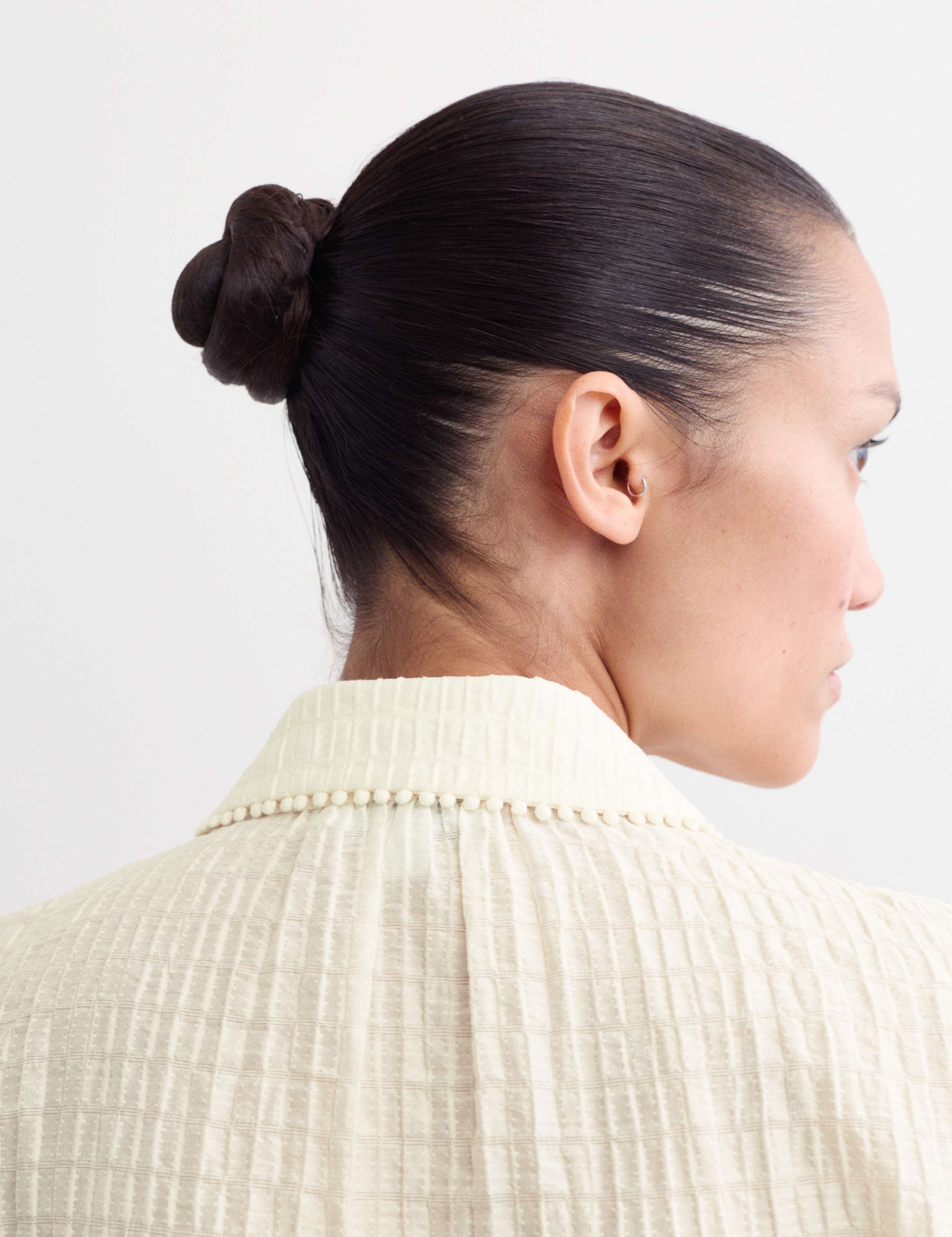 Textured Jacquard Collared Ruched Detail Blouse 5 of 7