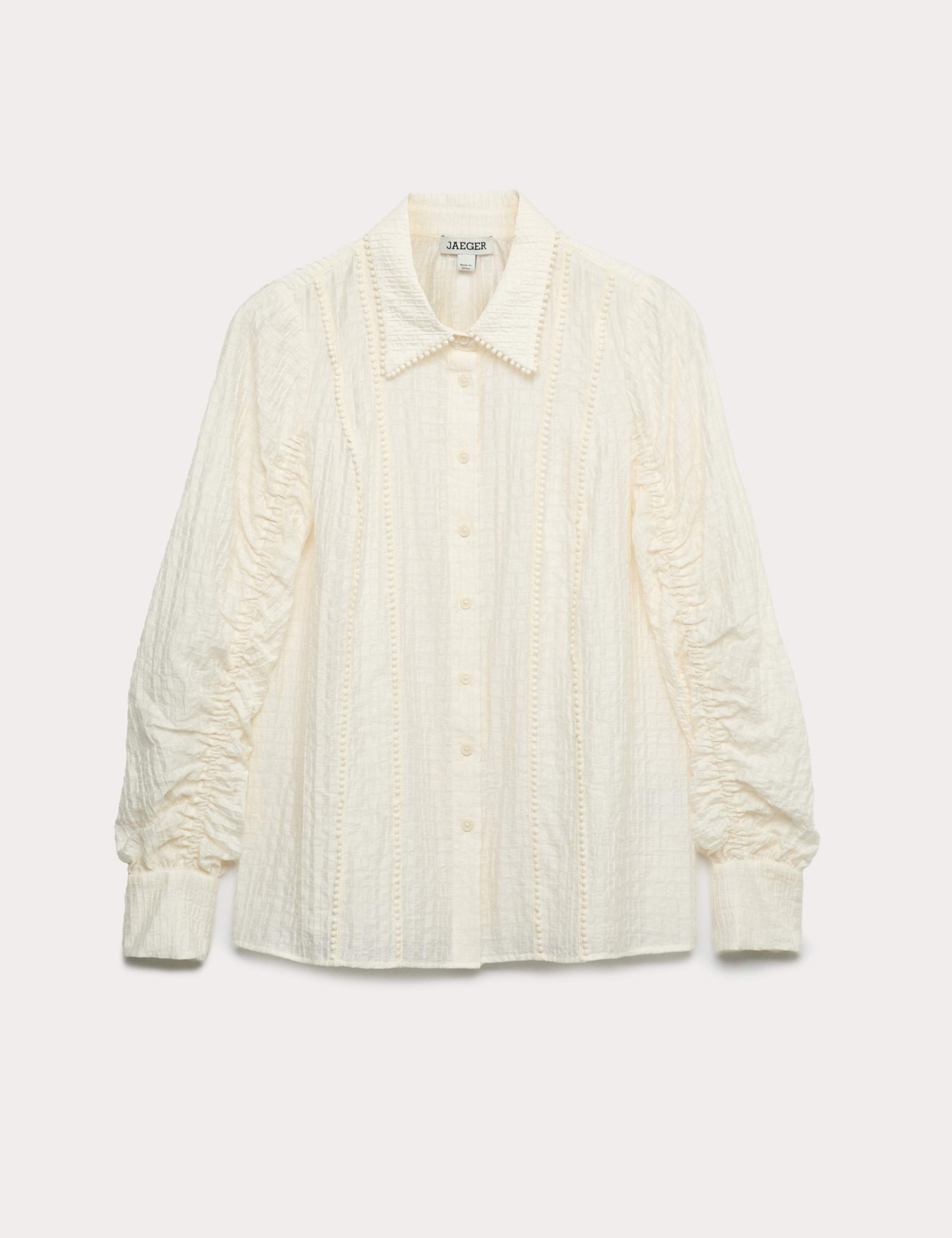 Textured Jacquard Collared Ruched Detail Blouse 2 of 7