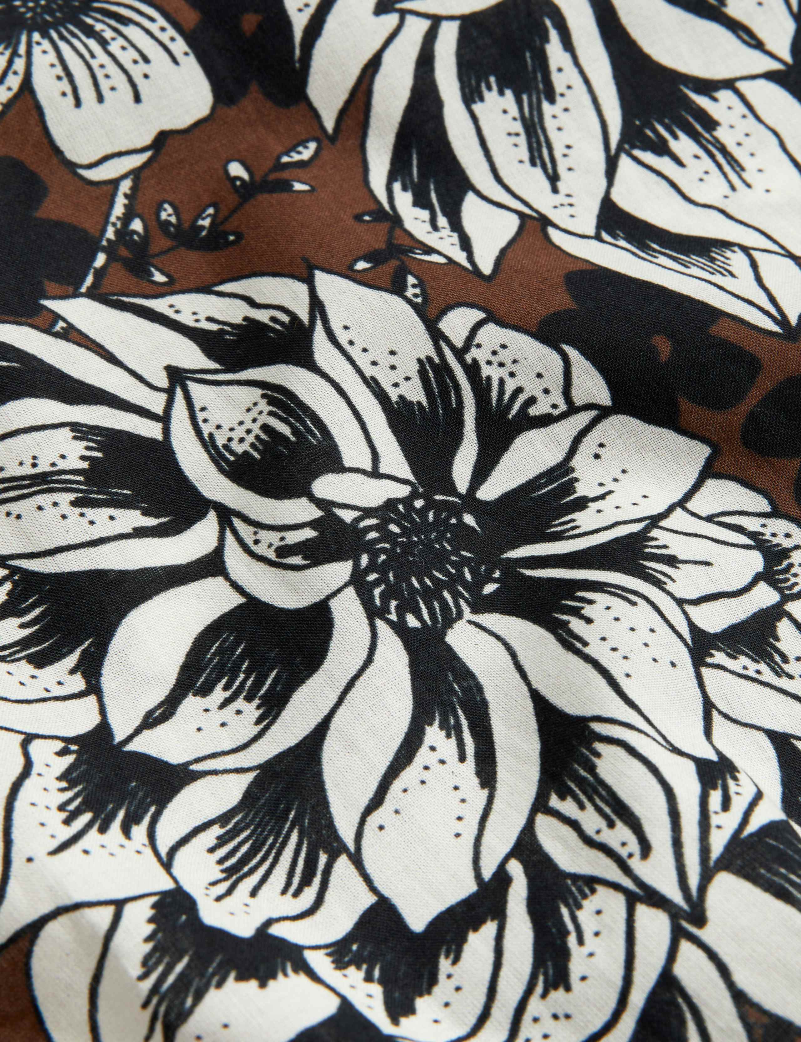 Pure Cotton Floral Tie Neck Blouse 6 of 6