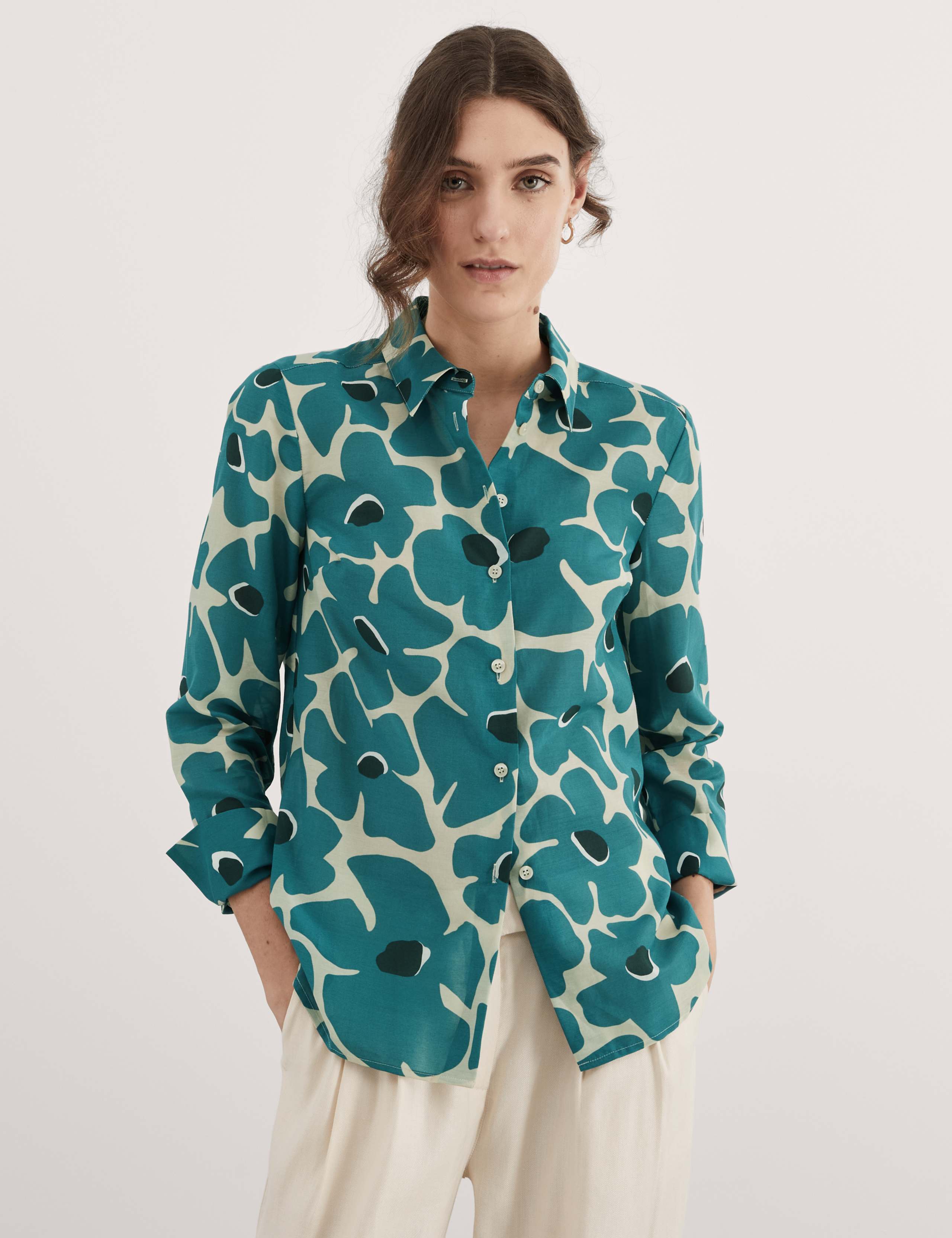 Silk Blend Floral Shirt 1 of 5