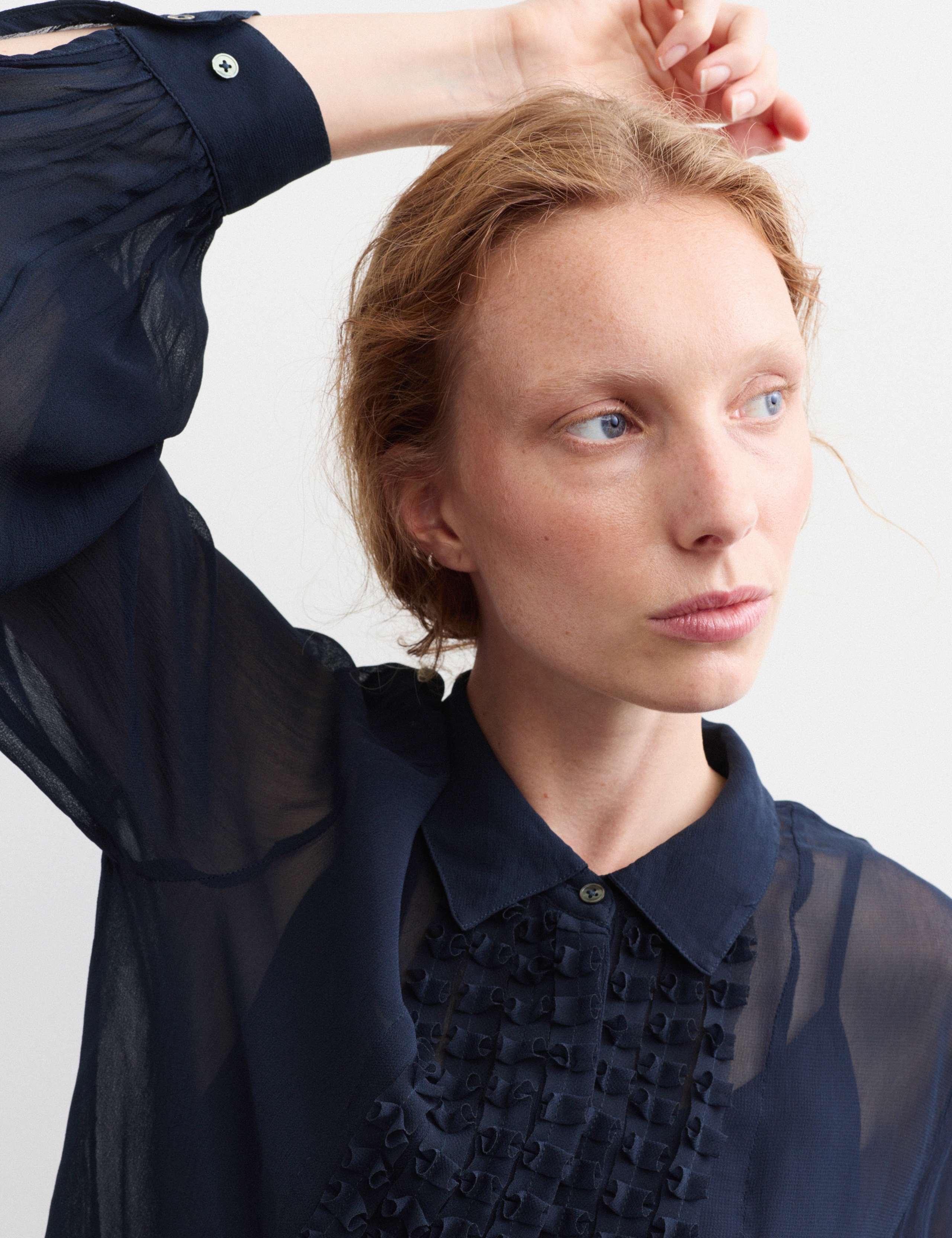 Sheer Collared Frill Detail Blouse 4 of 6