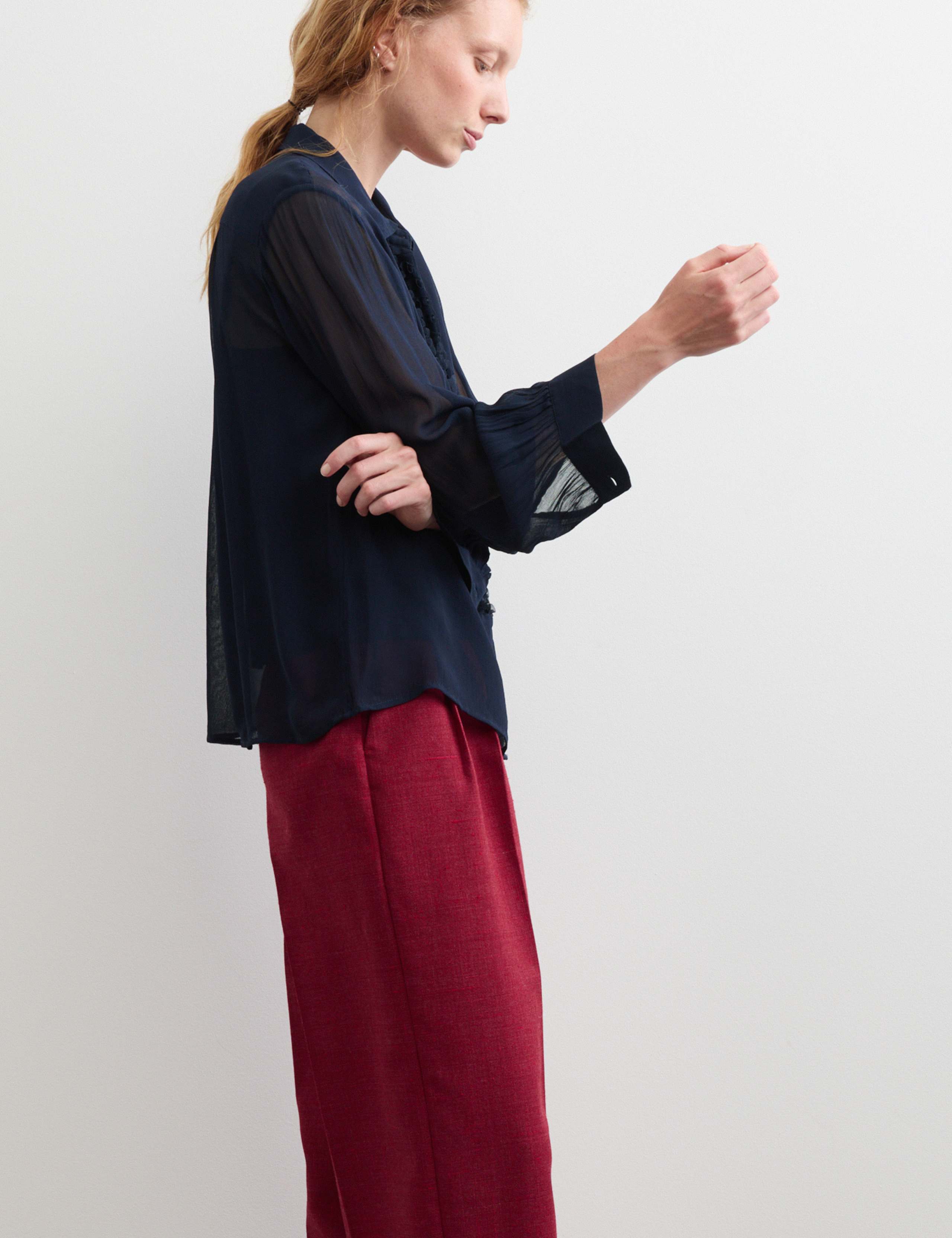 Sheer Collared Frill Detail Blouse 5 of 6