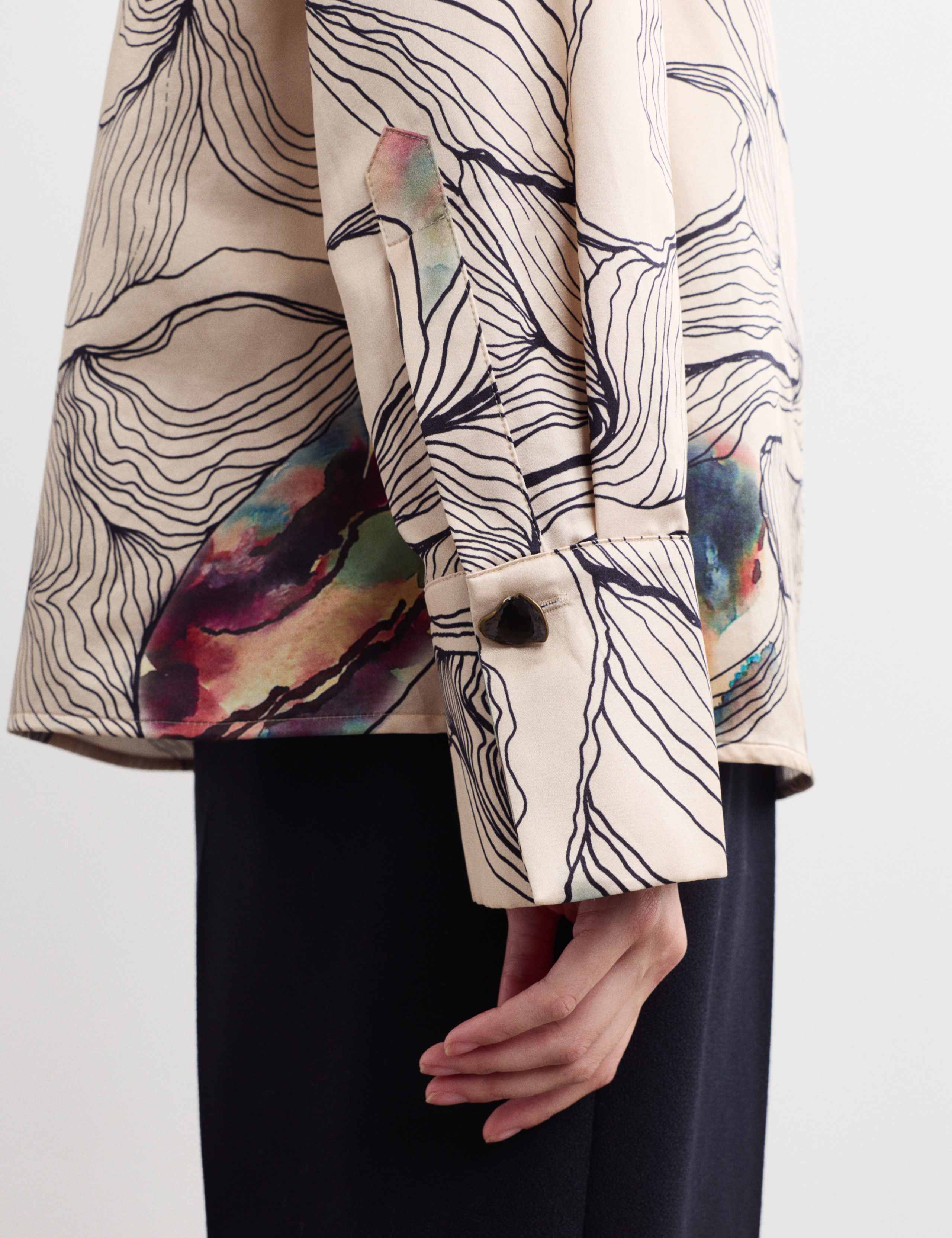 Silk Blend Oyster Print Cowl Neck Top 3 of 6