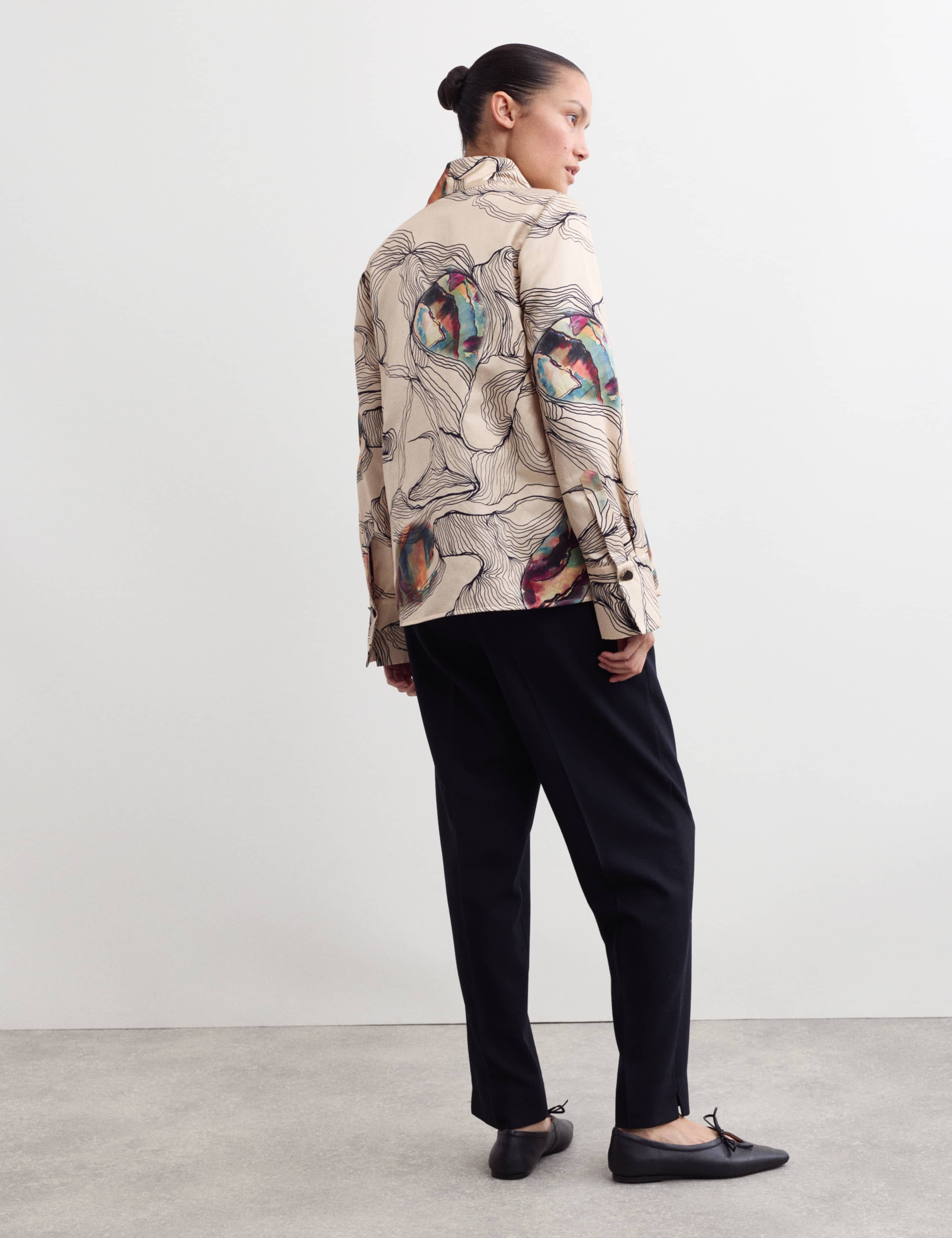 Silk Blend Oyster Print Cowl Neck Top 6 of 6