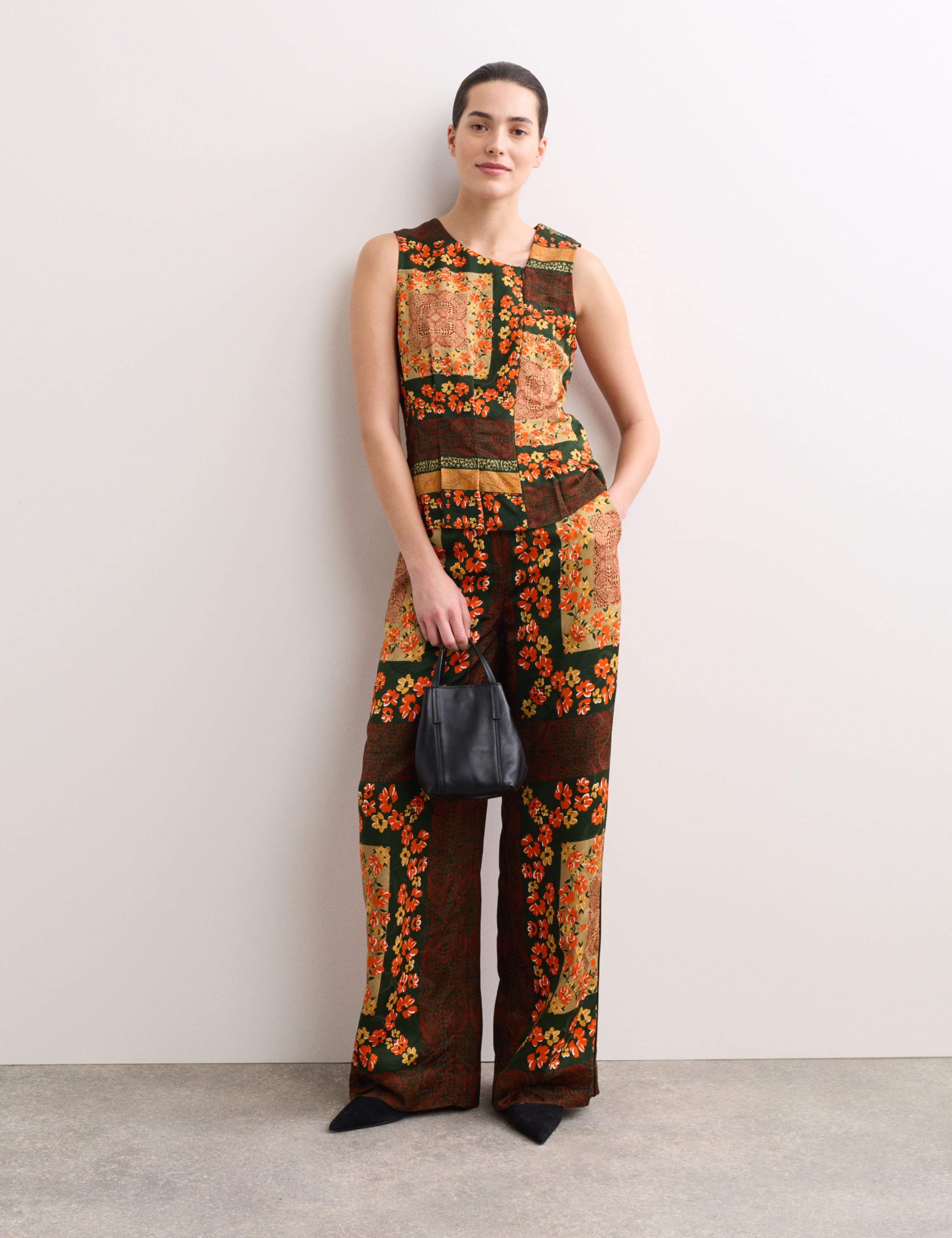 Scarf Print Asymmetric Neck Top 4 of 7