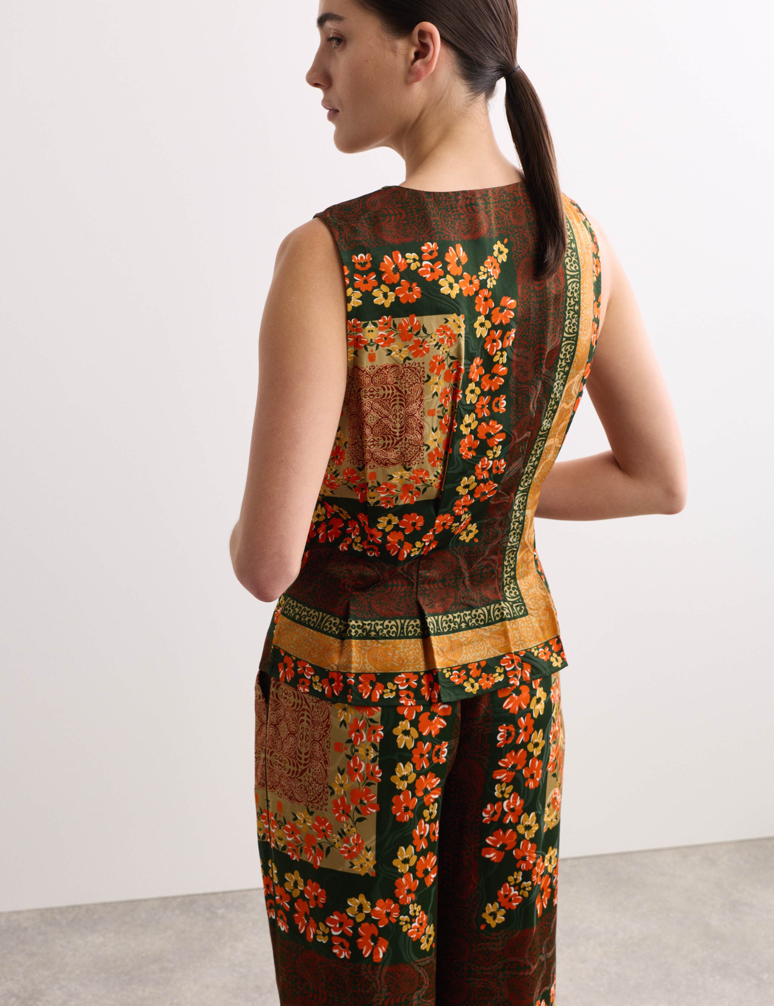 Scarf Print Asymmetric Neck Top 7 of 7