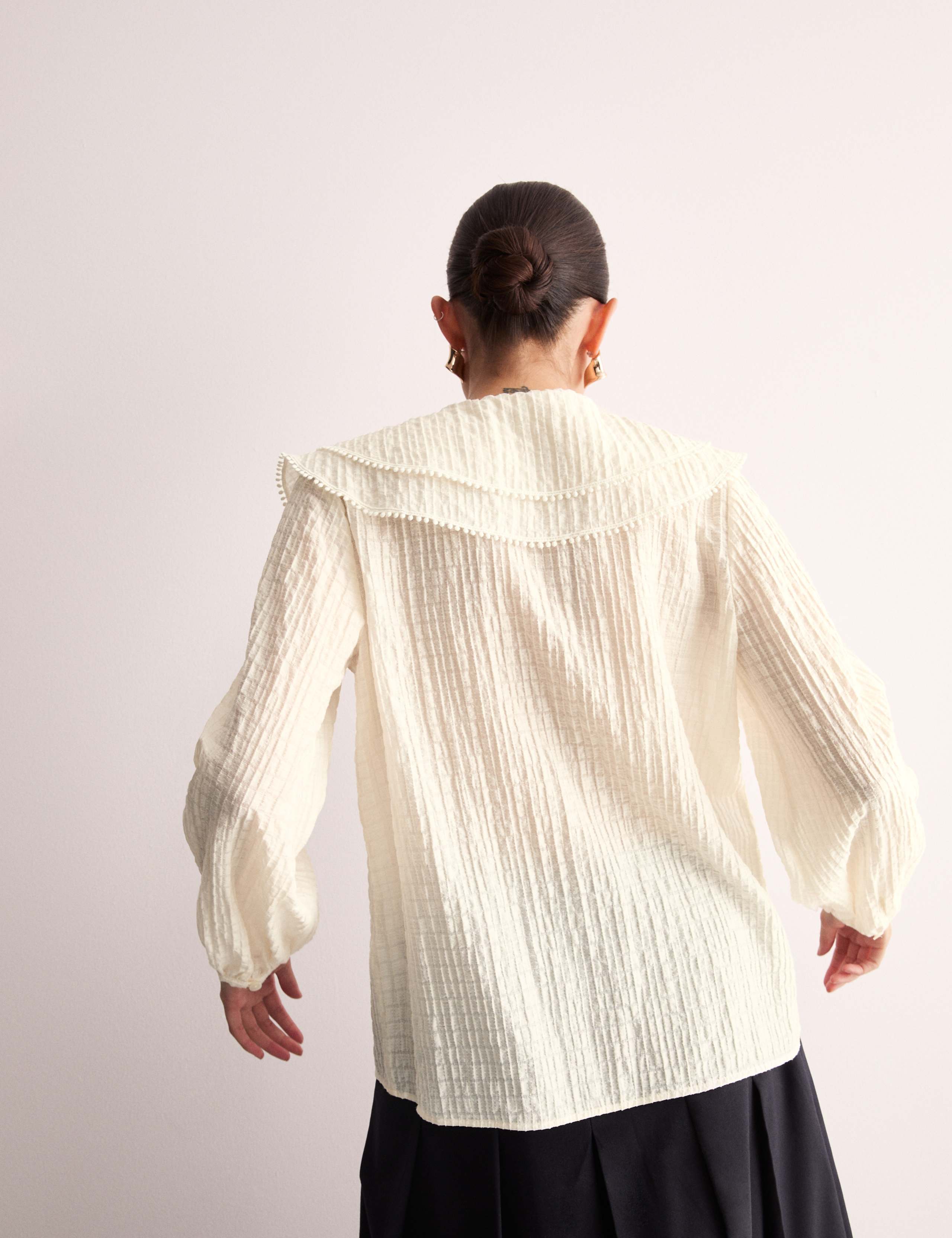 Lyocell Rich Collared Lace Detail Blouse 6 of 7