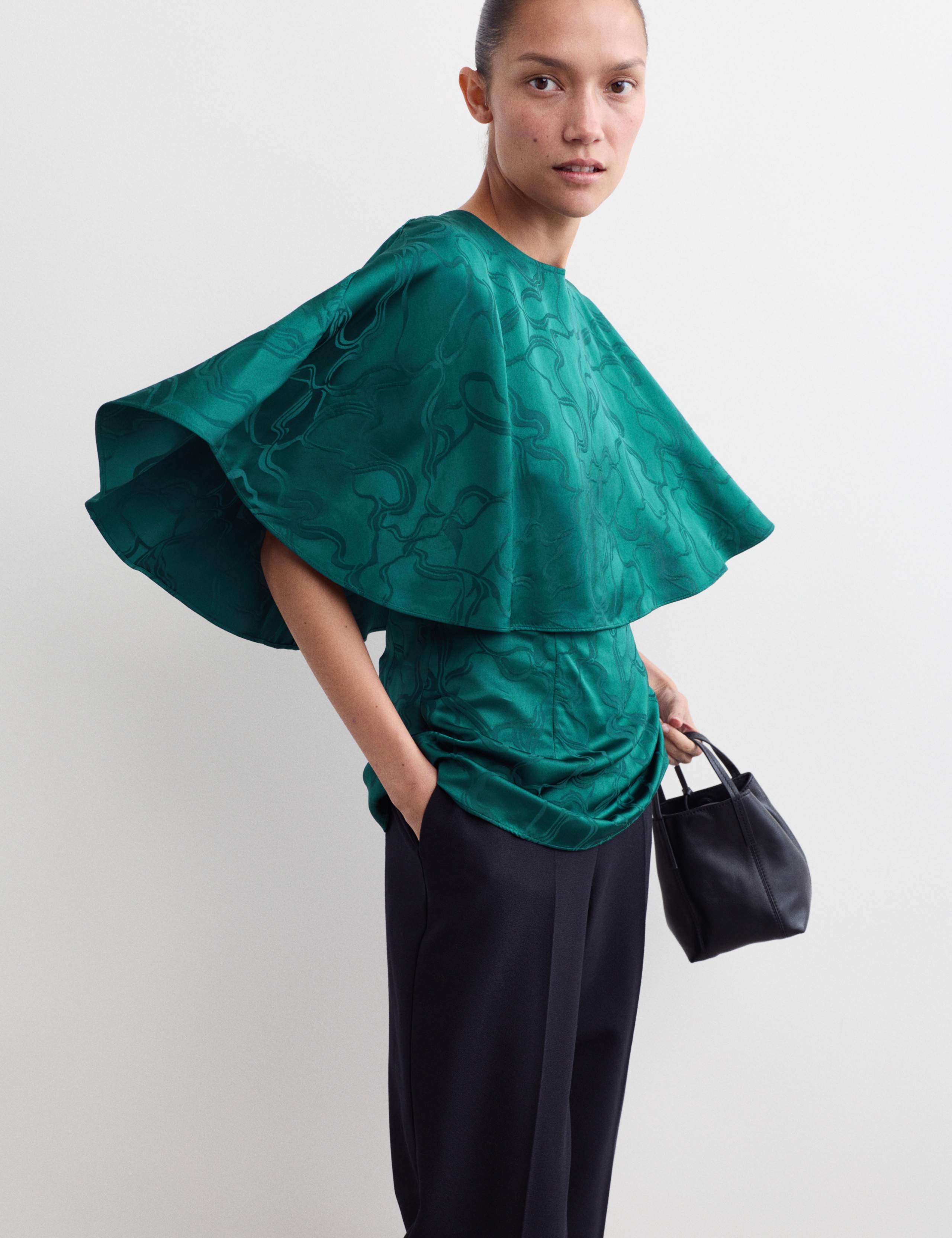 Jacquard Round Neck Cape Top 4 of 8