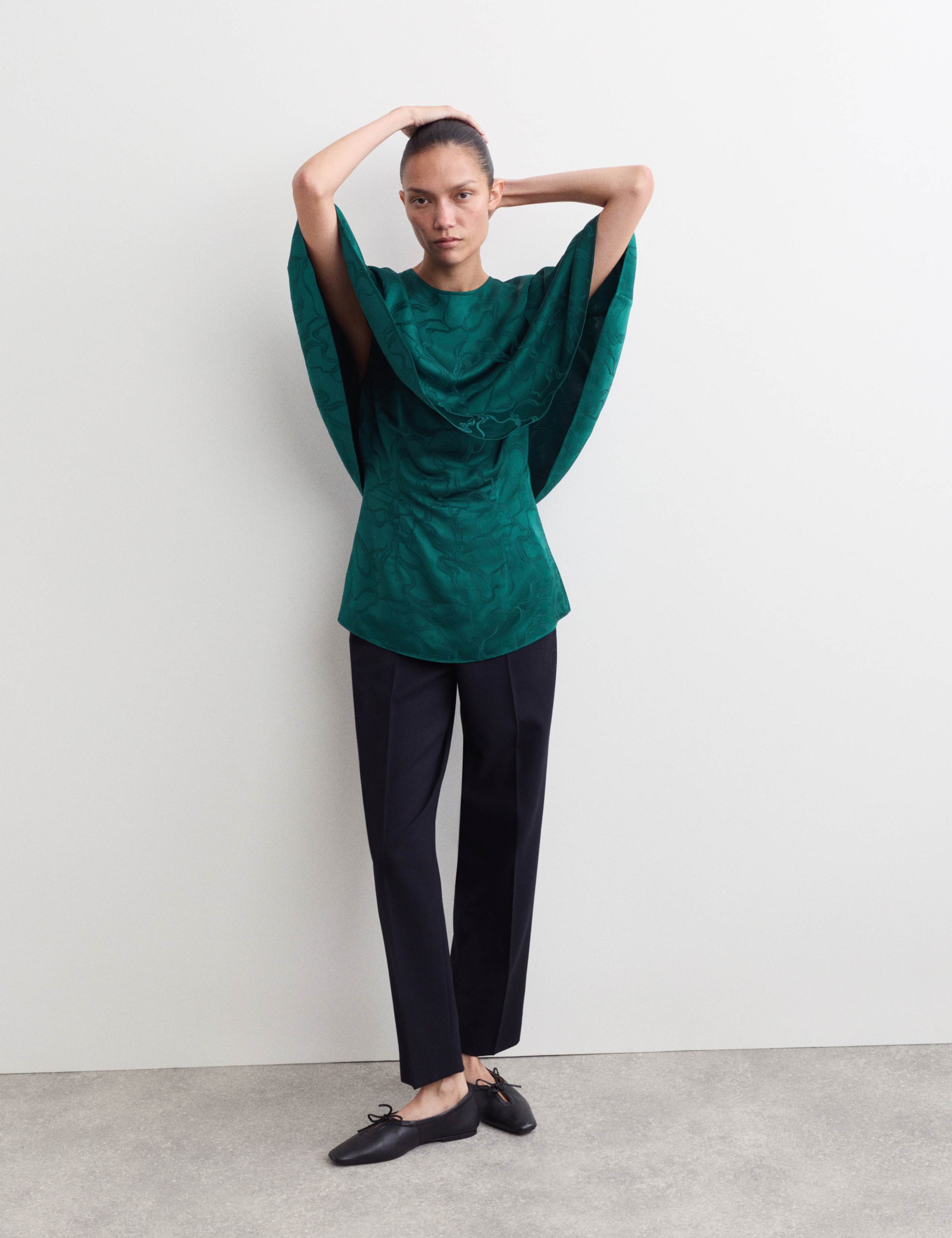 Jacquard Round Neck Cape Top 5 of 8