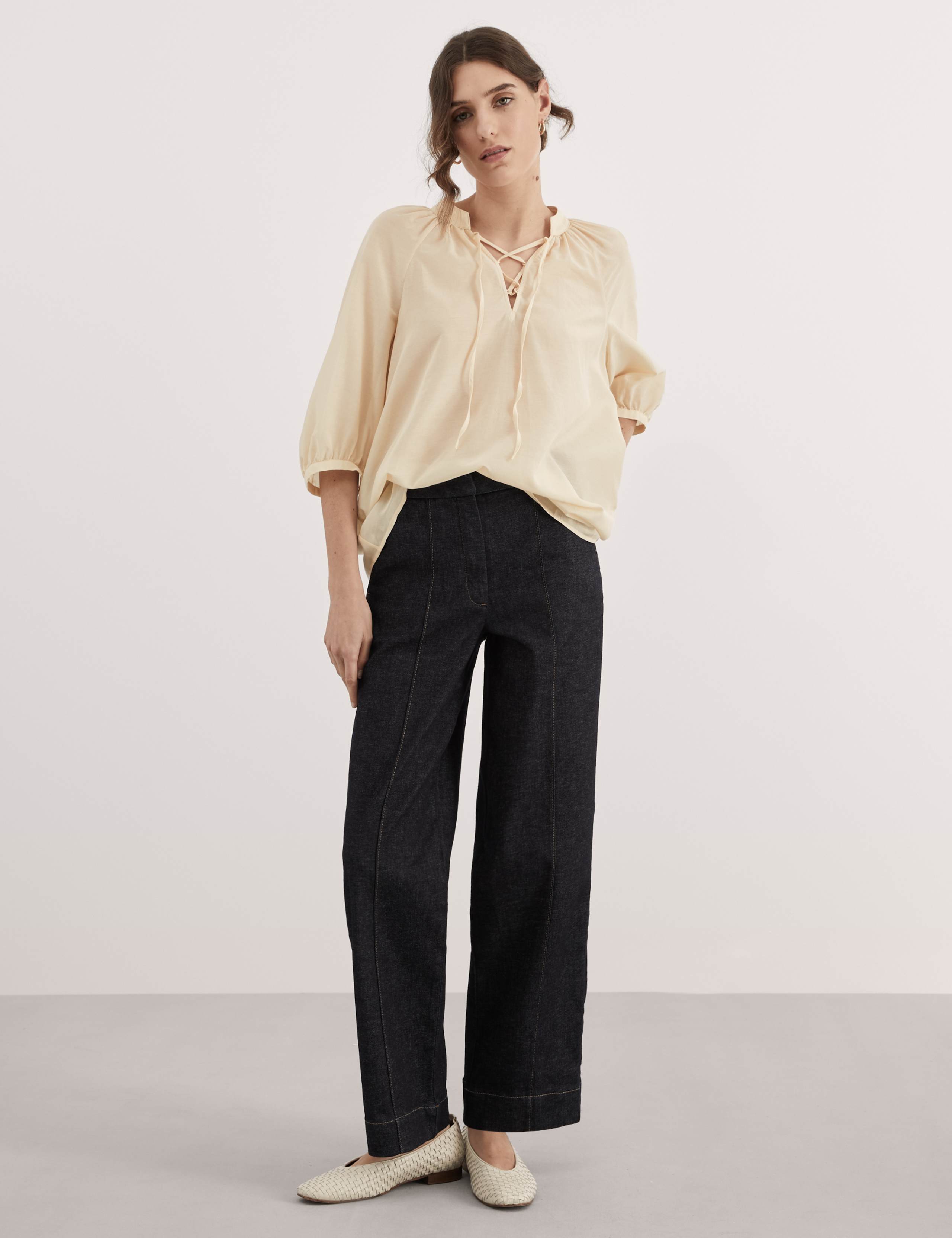 Cotton Rich Tie Neck Top 3 of 5
