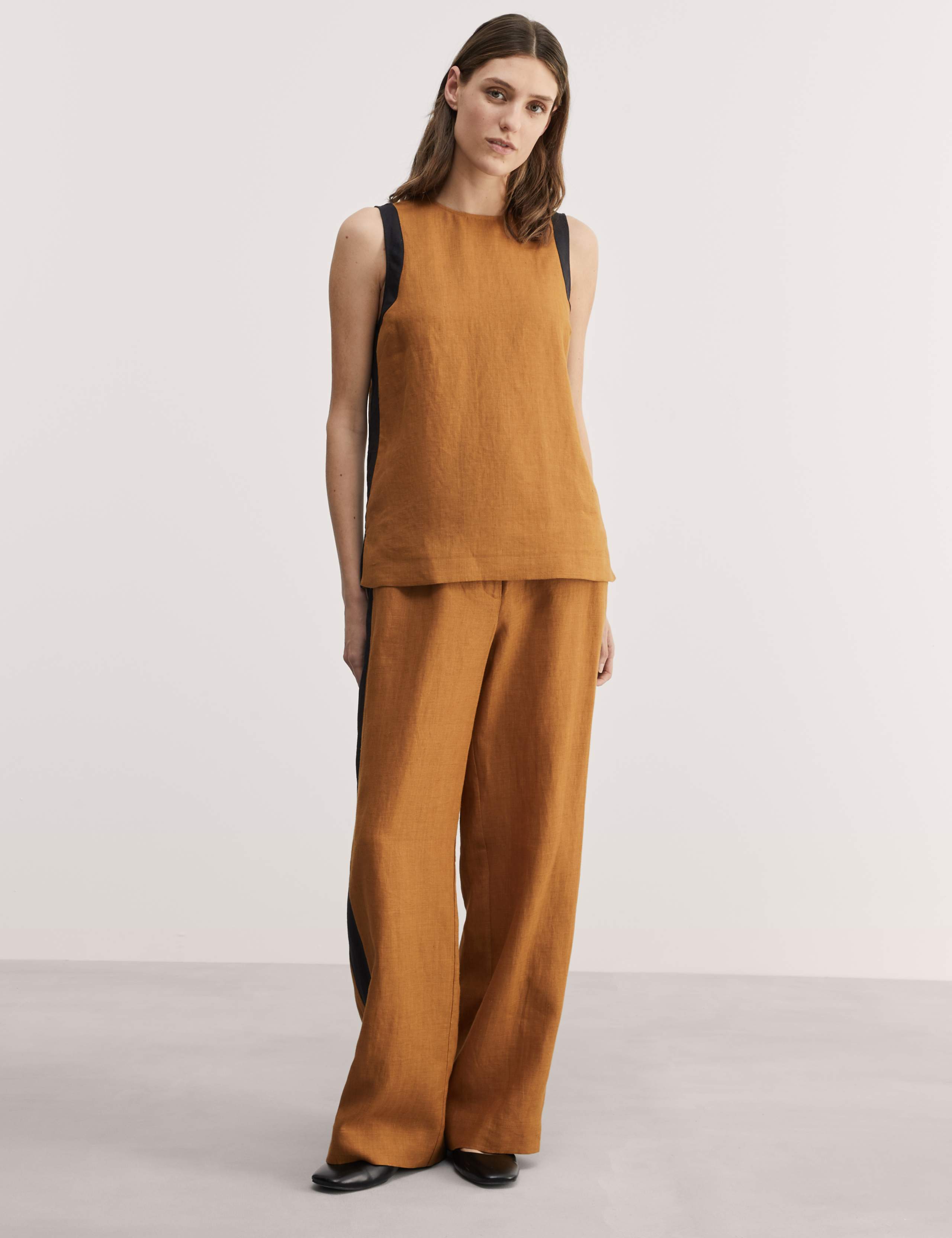 Pure Linen Side Stripe Shell Top 1 of 6