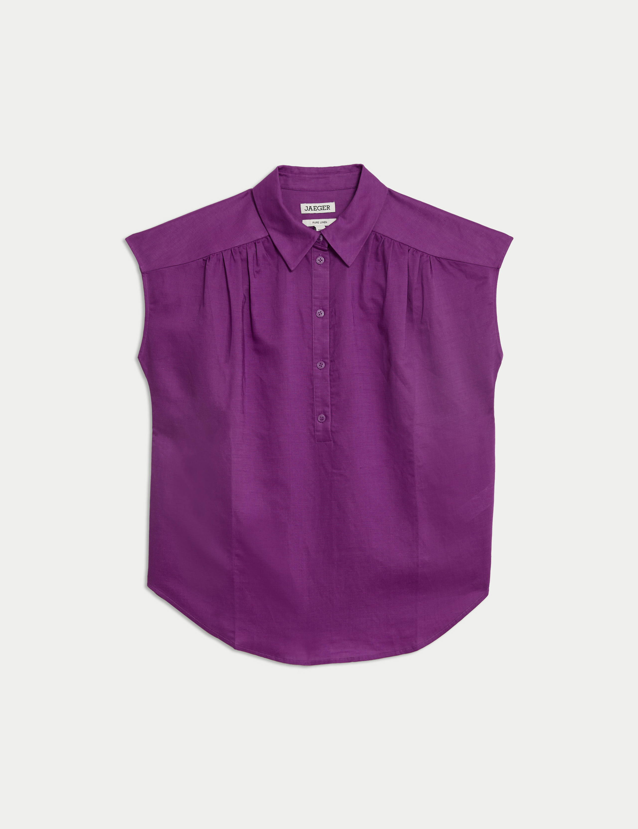 Linen Rich Collared Cap Sleeve Top 2 of 6