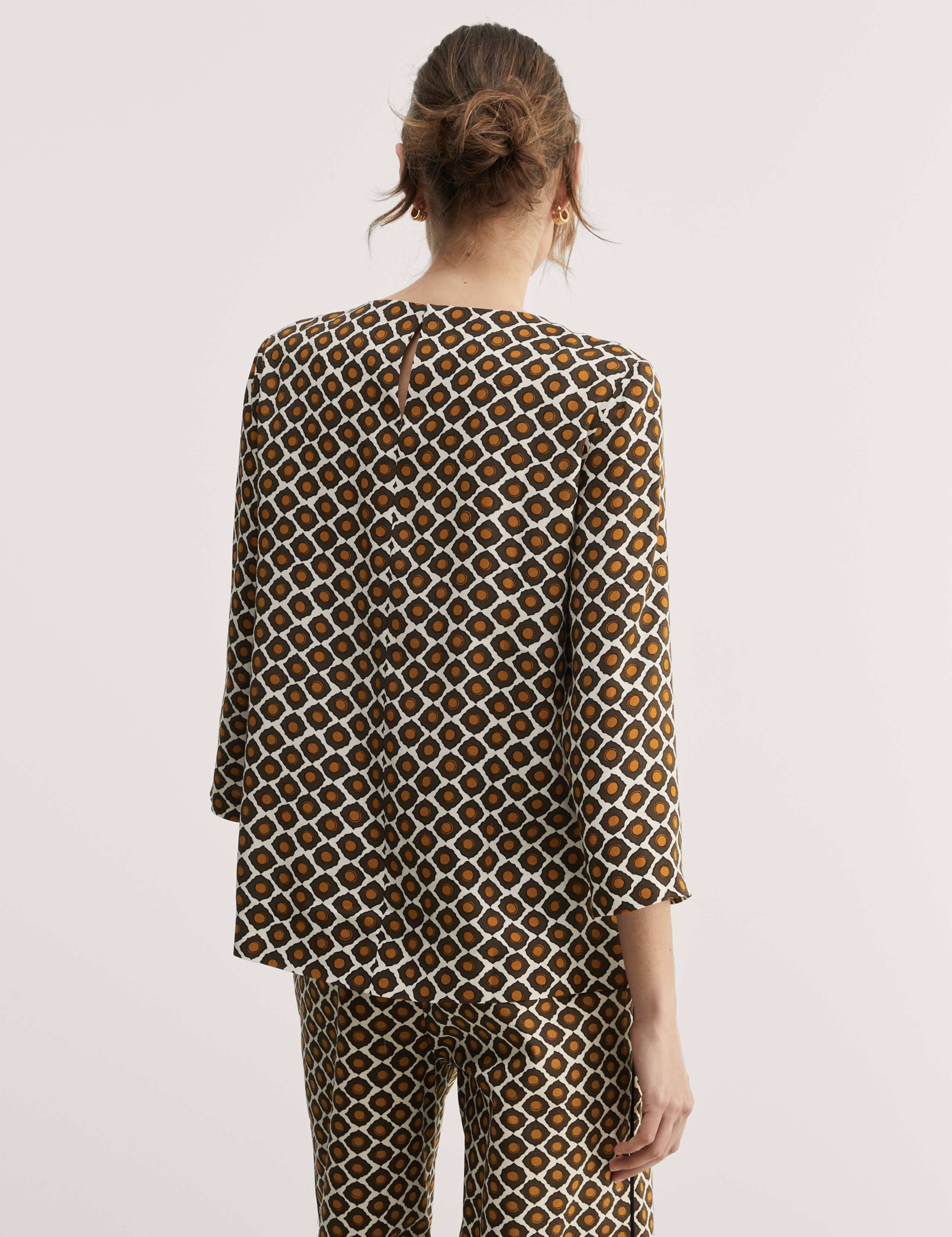 Geometric Crew Neck Button Detail Top 6 of 6