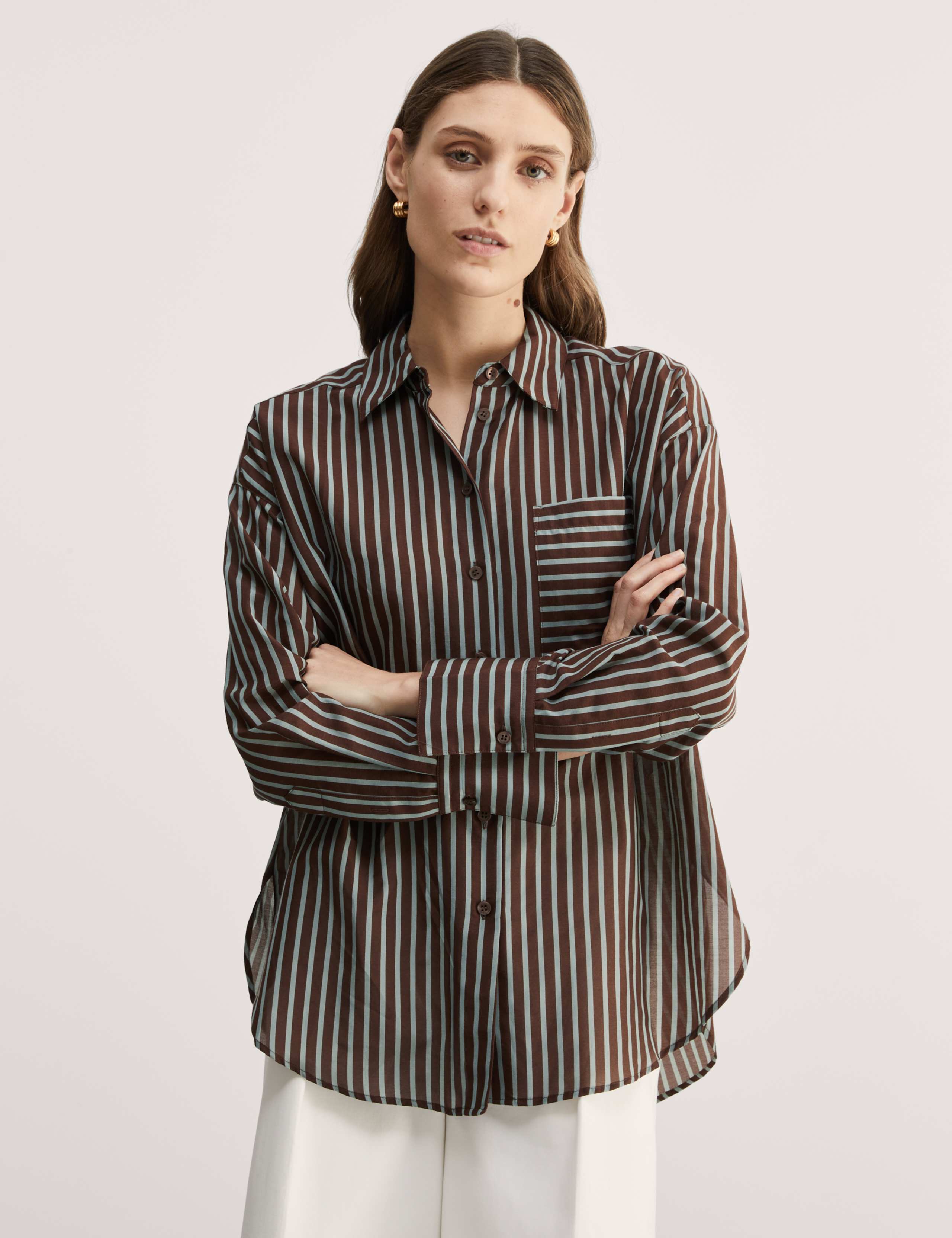 Silk Blend Collared Button Through Utility Shirt 1 of 6
