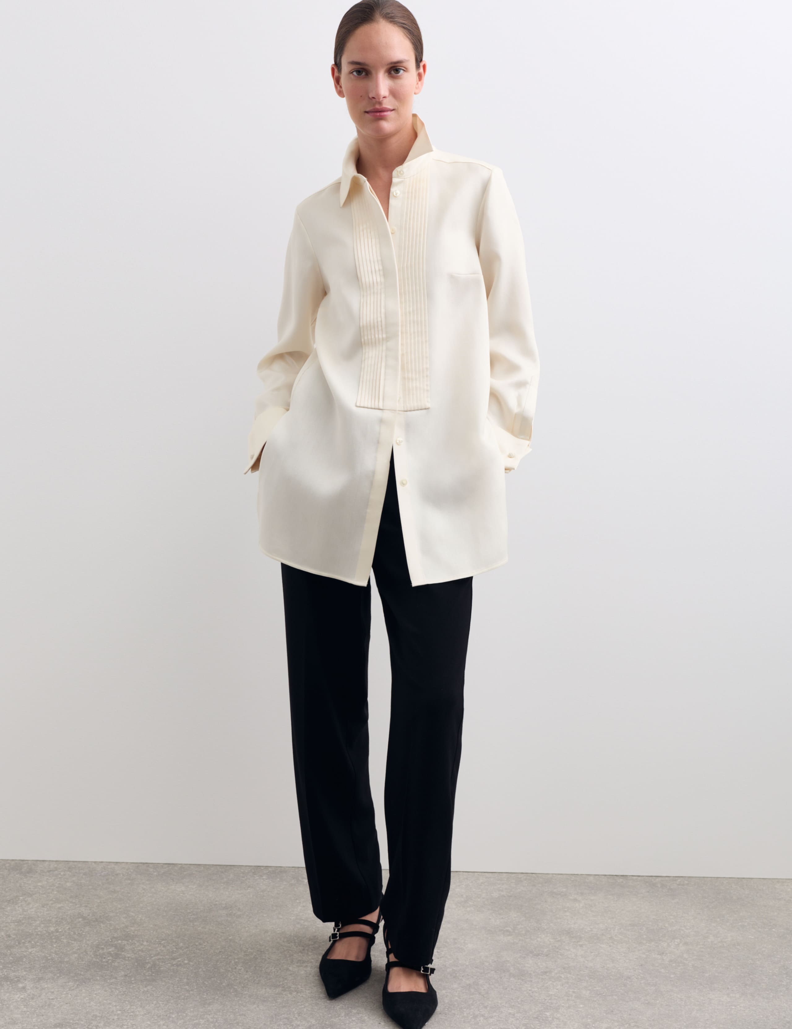 Wool Silk Blend Bib Front Shirt 3 of 7