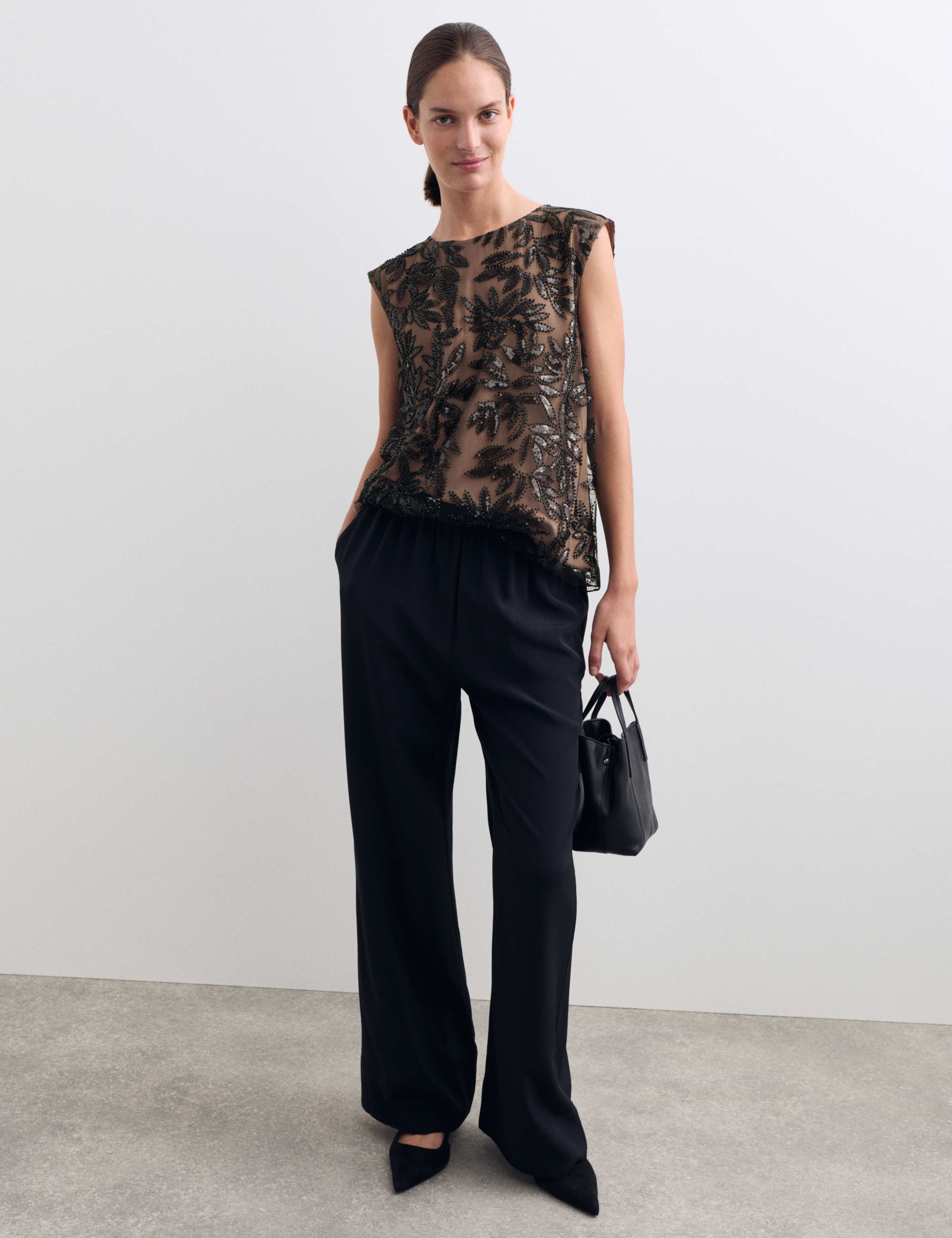 Sequin Embellished Round Neck Sleeveless Top 3 of 6