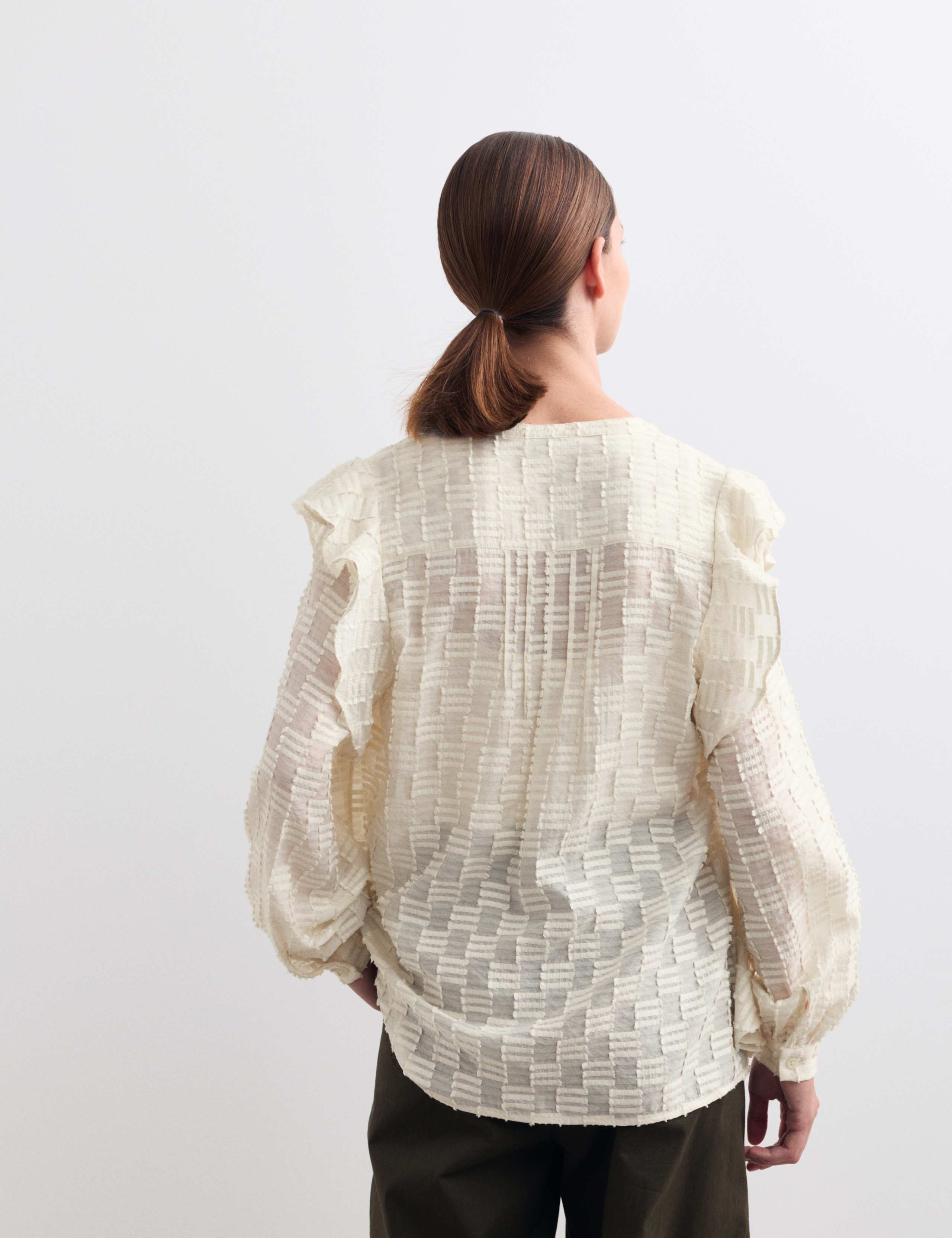 Textured Ruffle Button Through Blouse 7 of 7