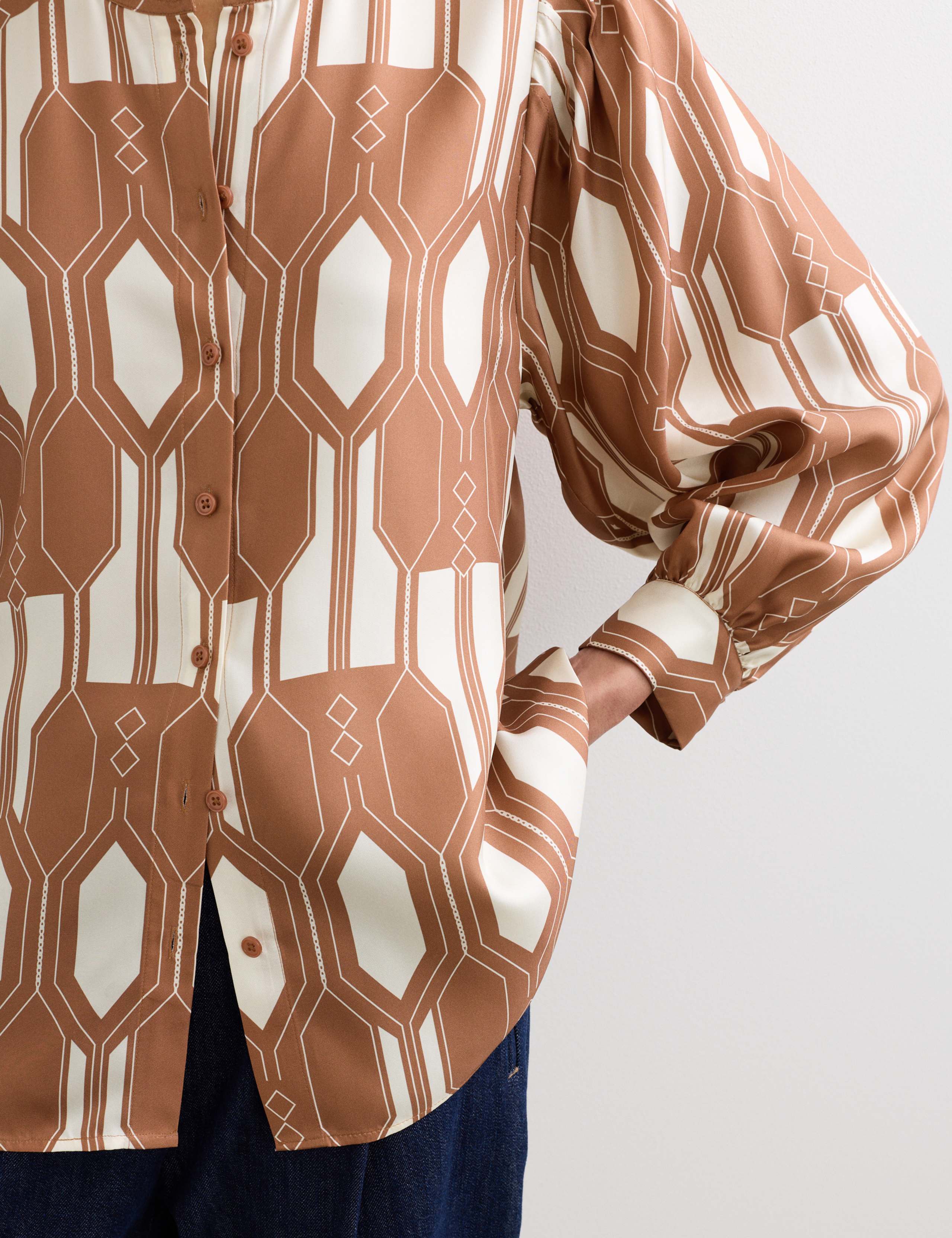 Pure Silk Geometric Relaxed Fit Top 4 of 7