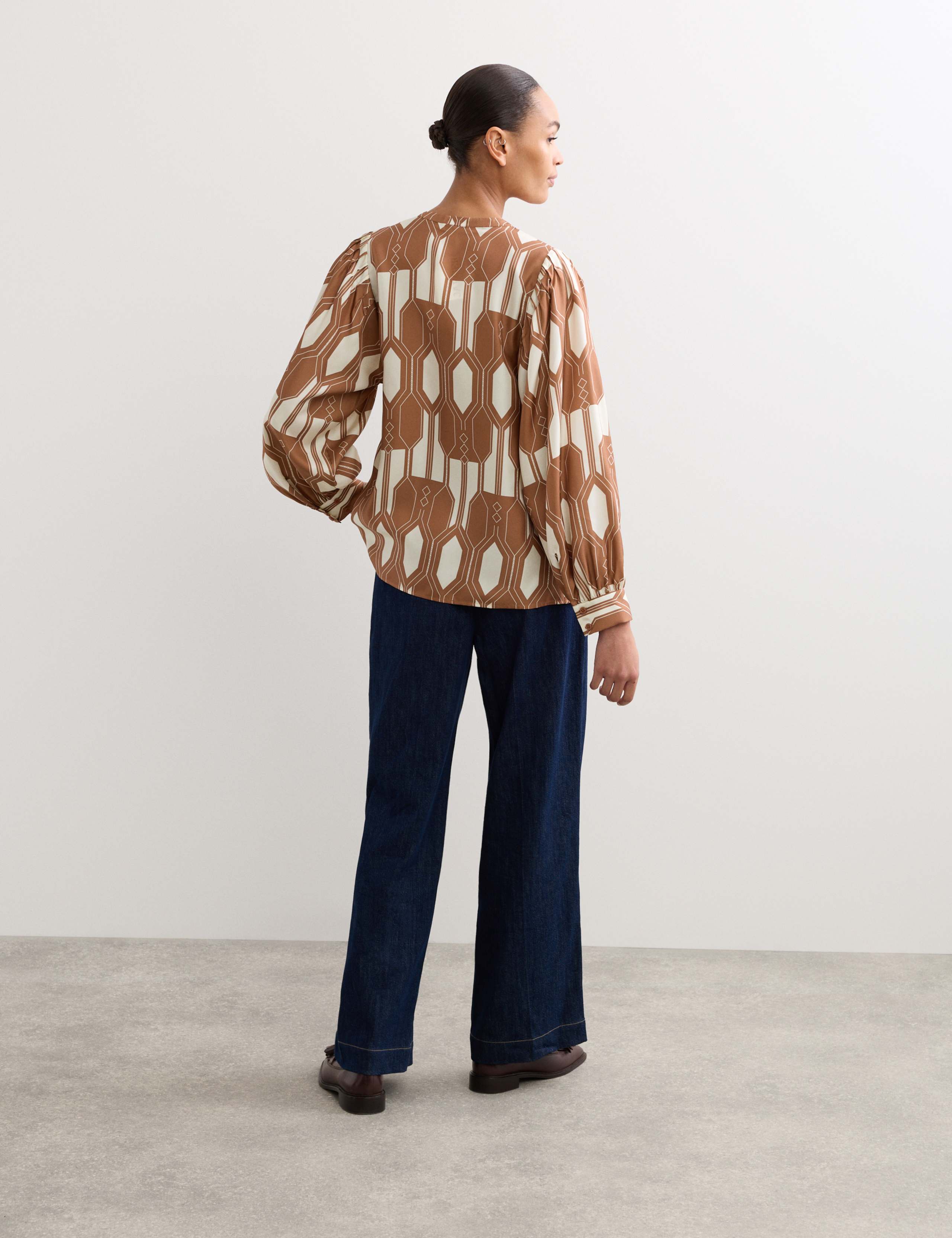 Pure Silk Geometric Relaxed Fit Top 7 of 7