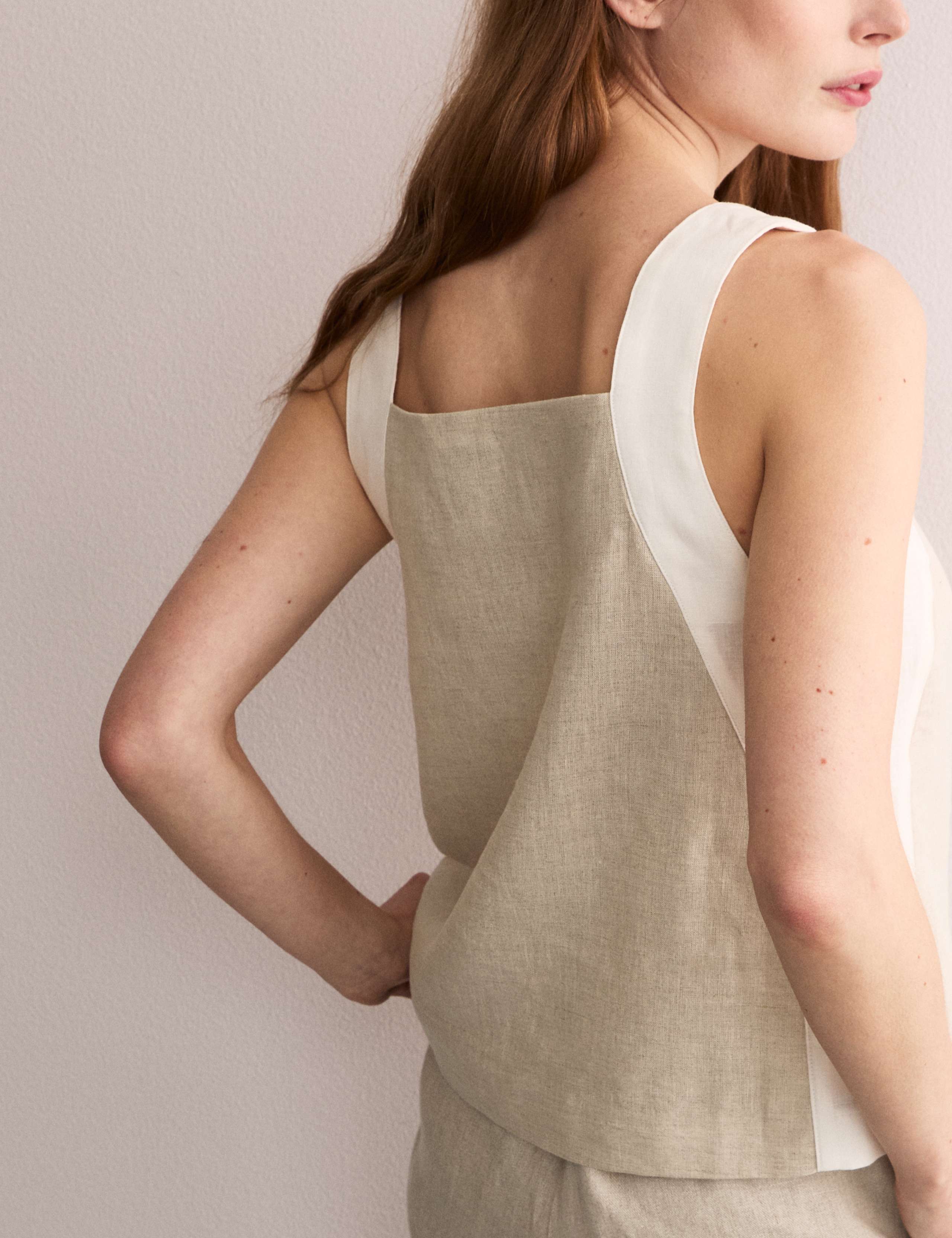 Pure Linen Contrast Trim Shell Top 5 of 7