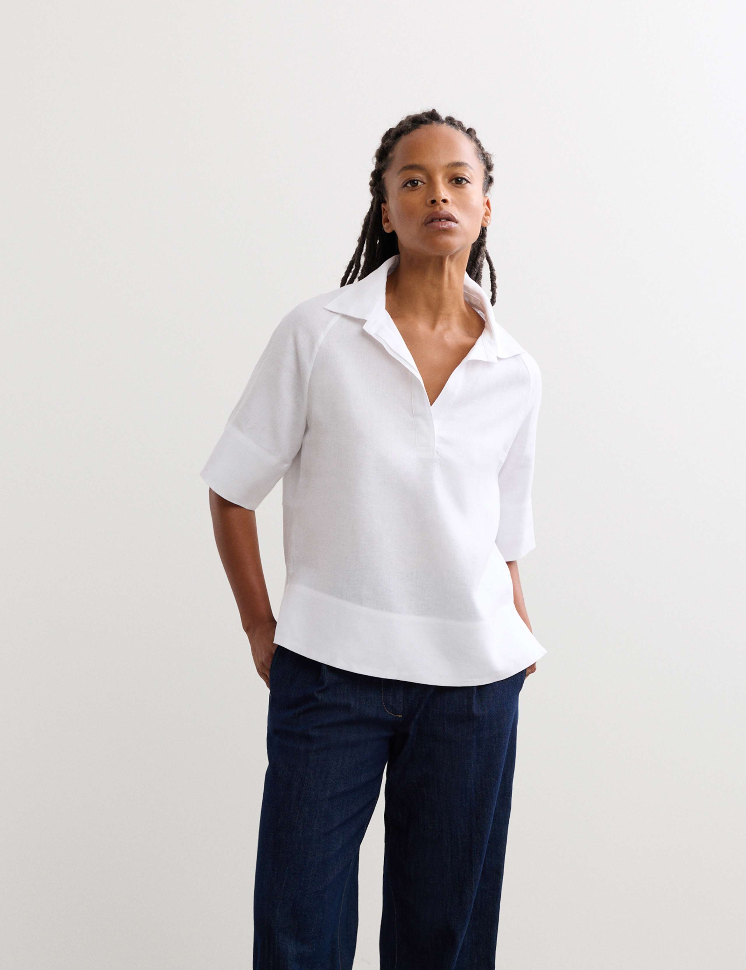 Pure Linen Popover Relaxed Blouse 1 of 6