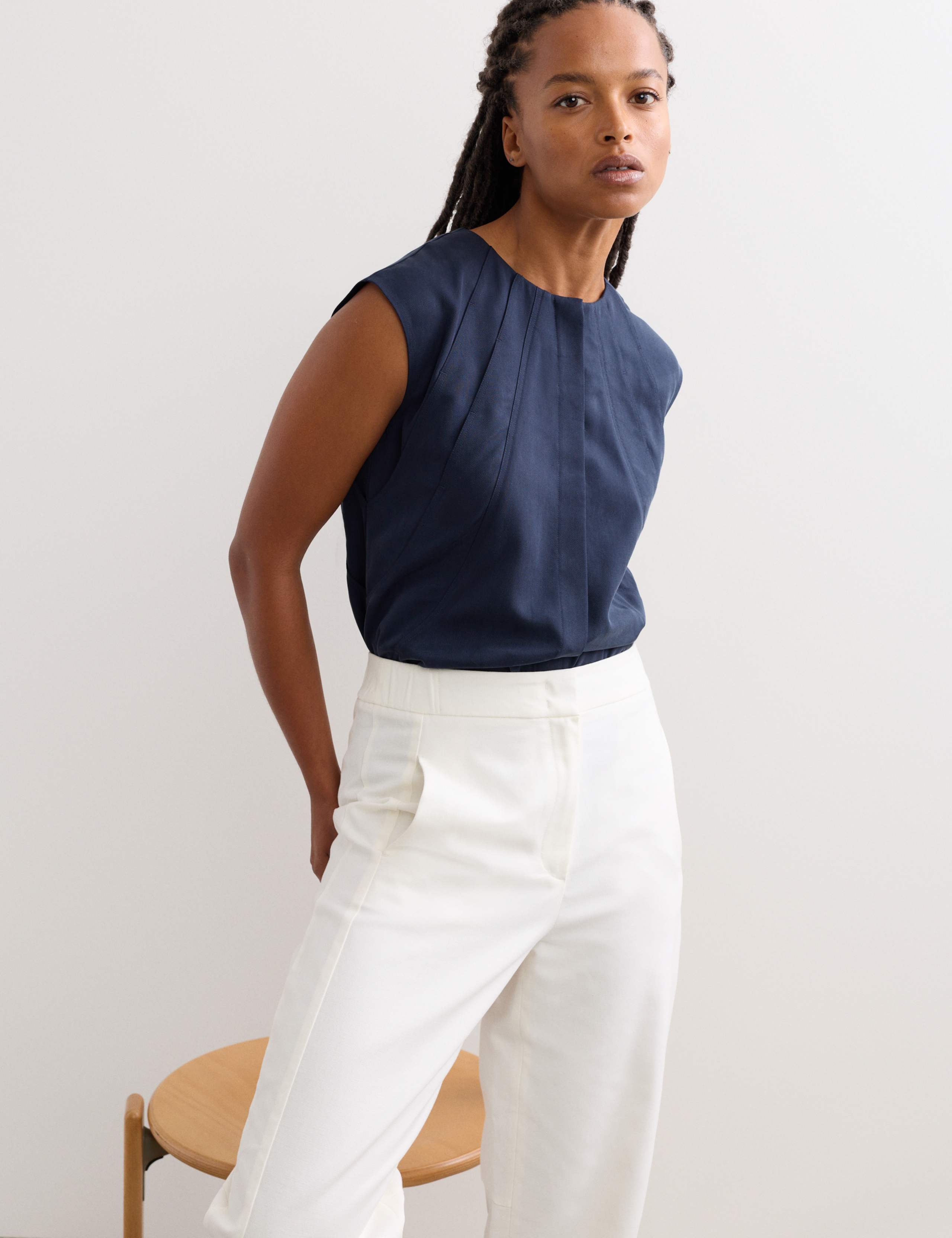 Pure Lyocell Pleat Detail Top 4 of 6