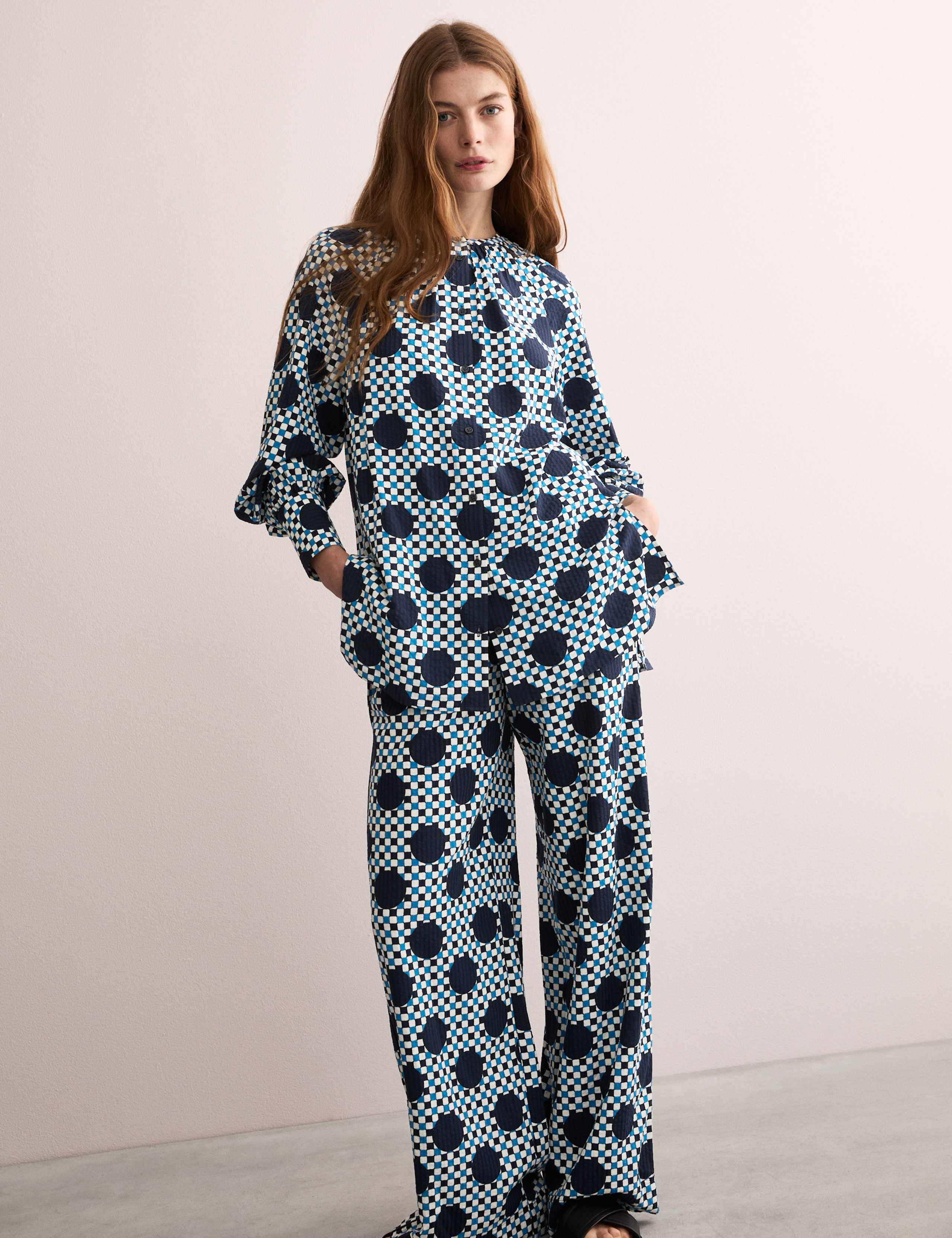Cotton Blend Gingham Spot Top 7 of 8