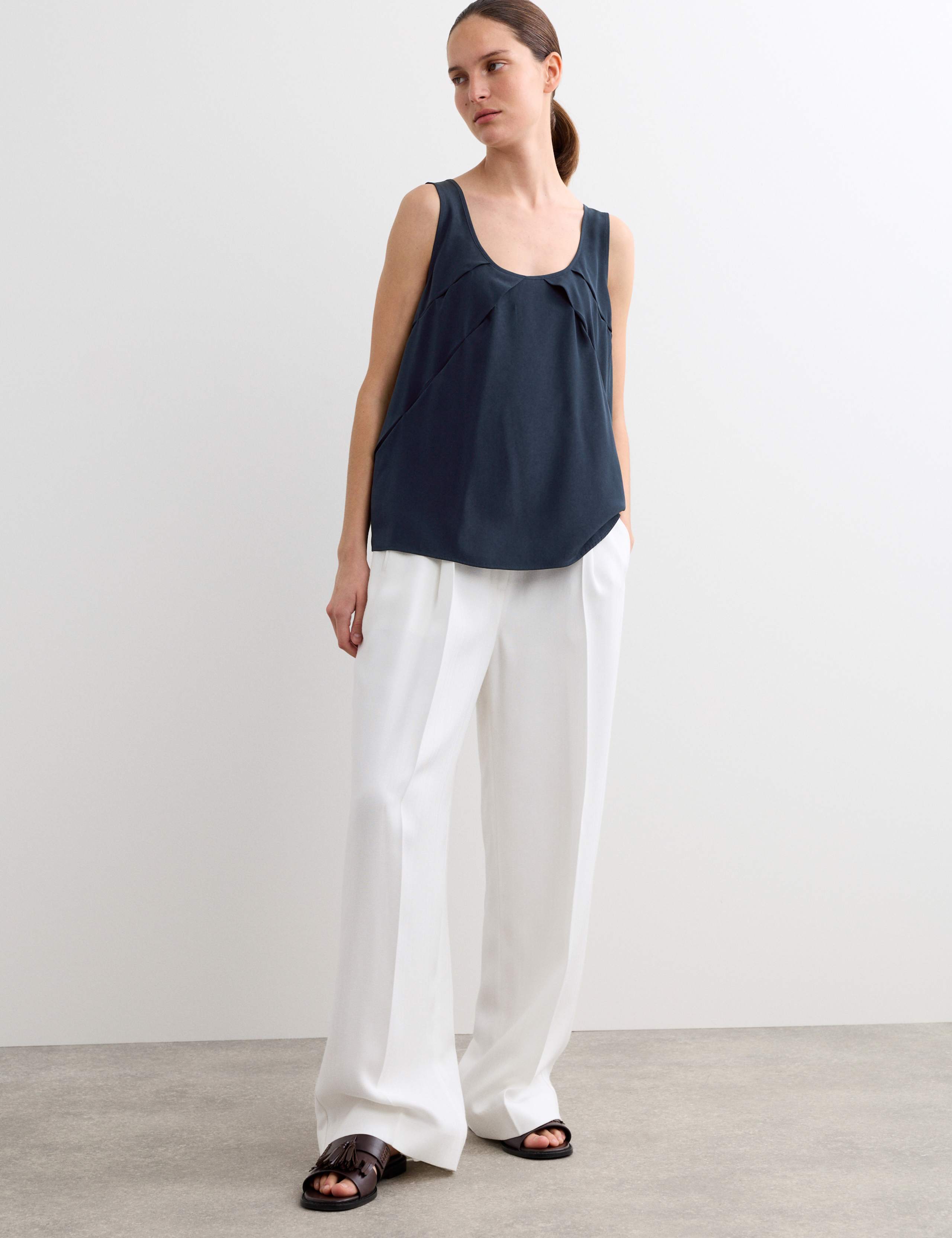 Pure Silk Sculpted Detail Shell Top 3 of 6