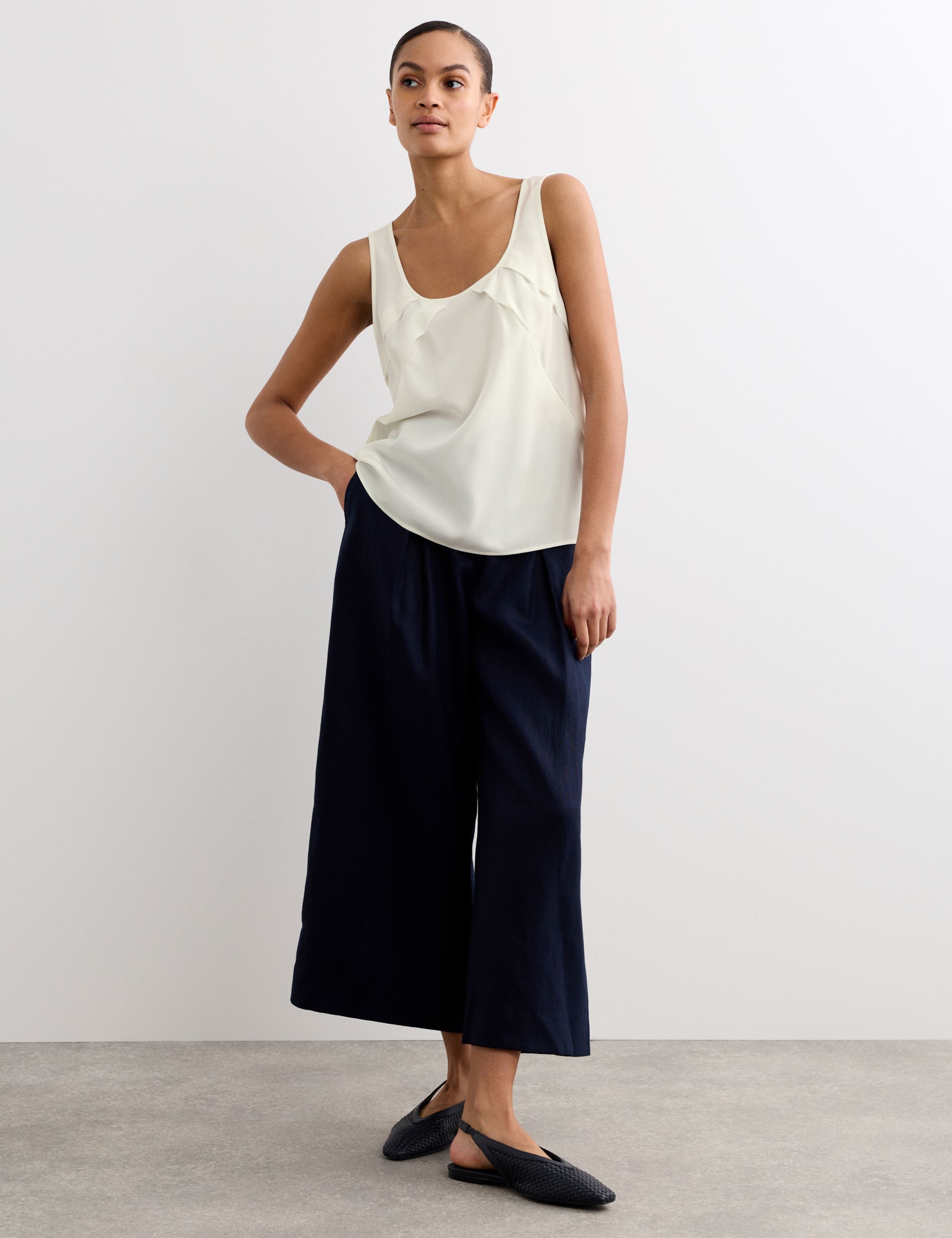 Pure Silk Sculpted Detail Shell Top 3 of 6