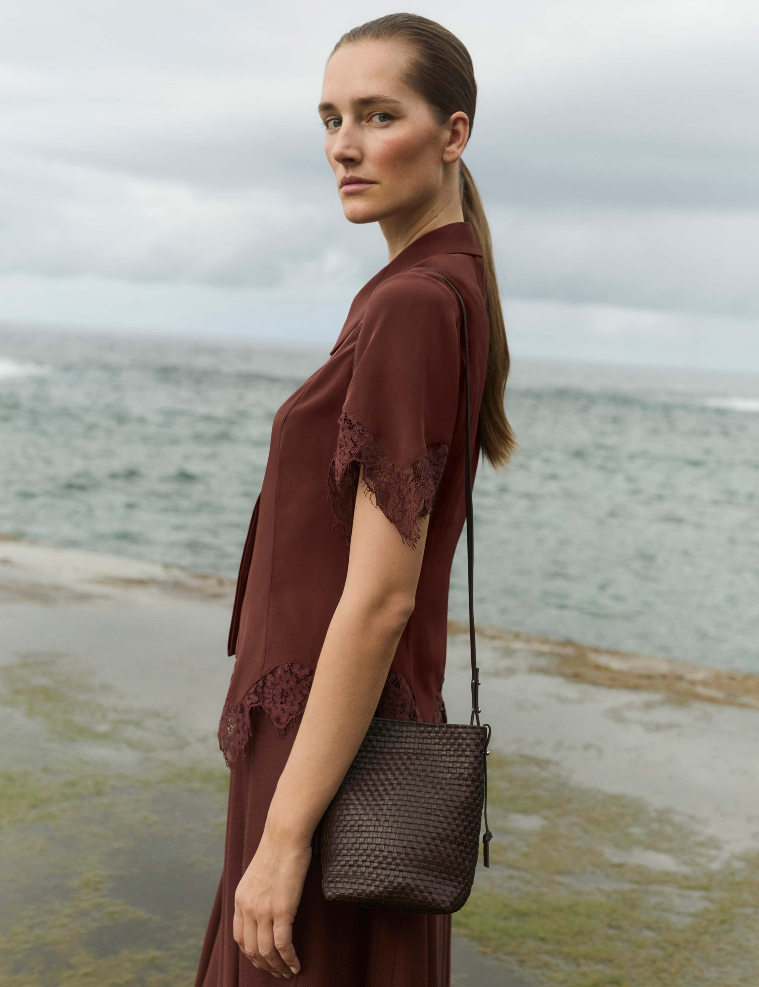 Pure Silk Lace Insert Shirt 1 of 7