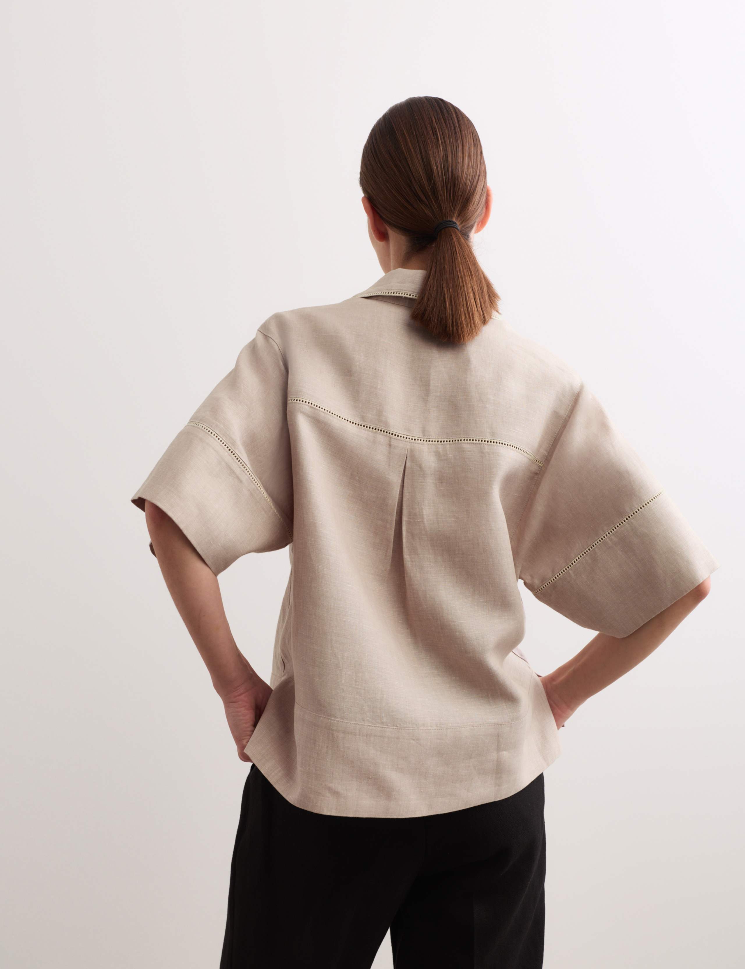 Pure Linen Collared Stitch Detail Shirt 7 of 7